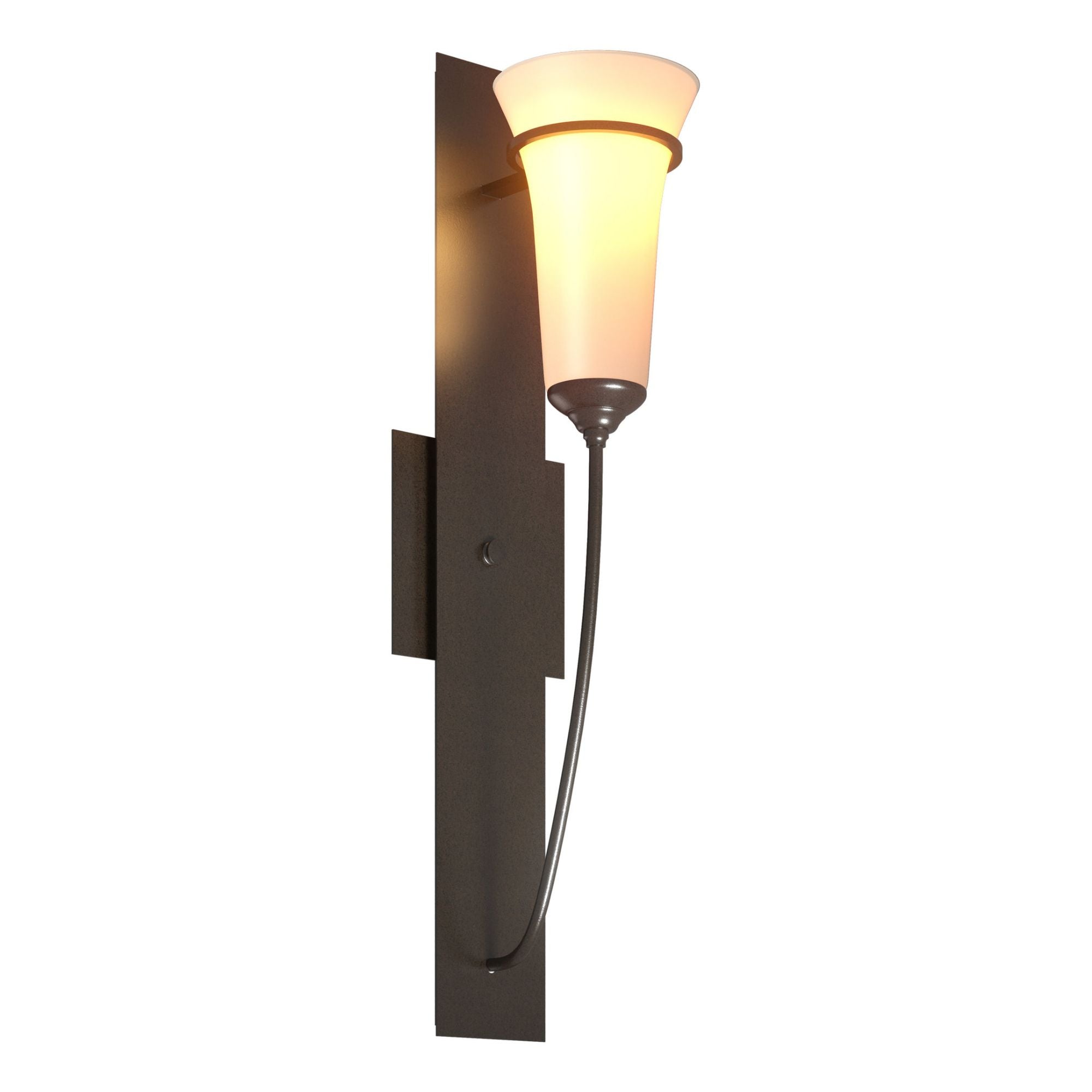 Banded Wall Torch Sconce 1-Light Opal Glass (GG) in Oil Rubbed Bronze