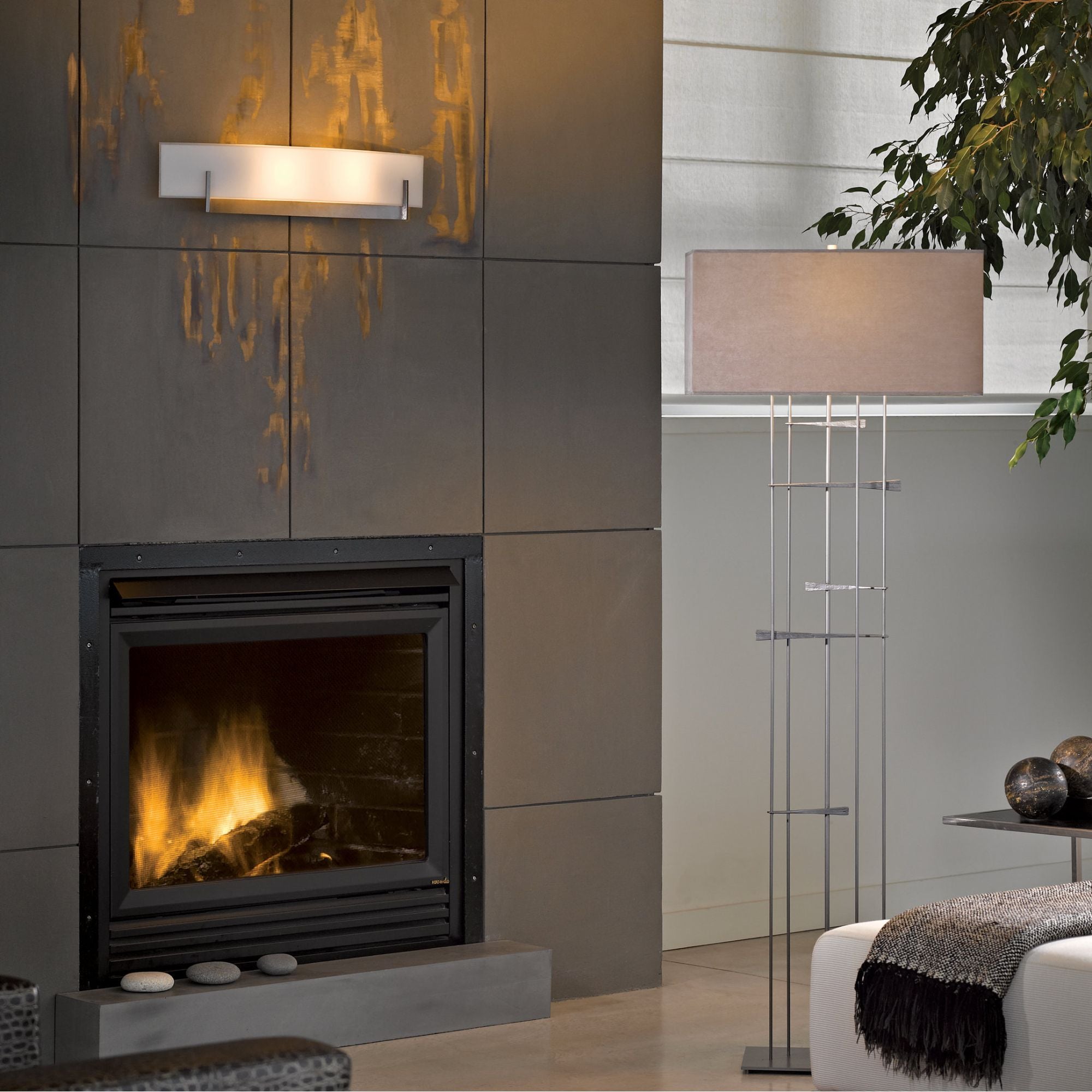 Axis Large Sconce 2-Light Opal Glass (GG) in Dark Smoke