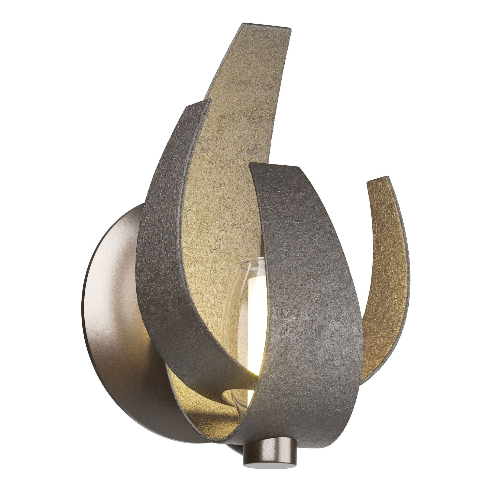Corona Sconce 1-Light Clear Glass with Frosted Diffuser (YE) in Oil Rubbed Bronze