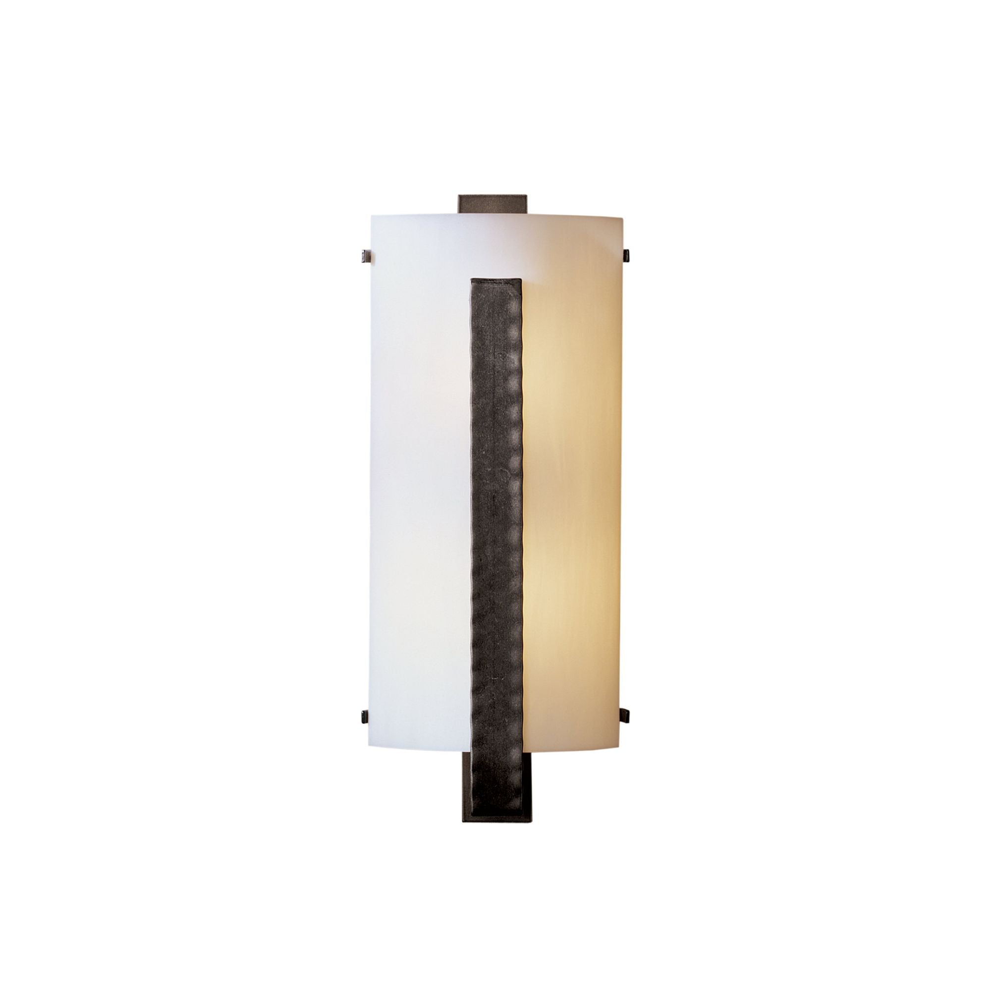 Forged Vertical Bar Sconce 2-Light White Art Glass (BB) in Dark Smoke