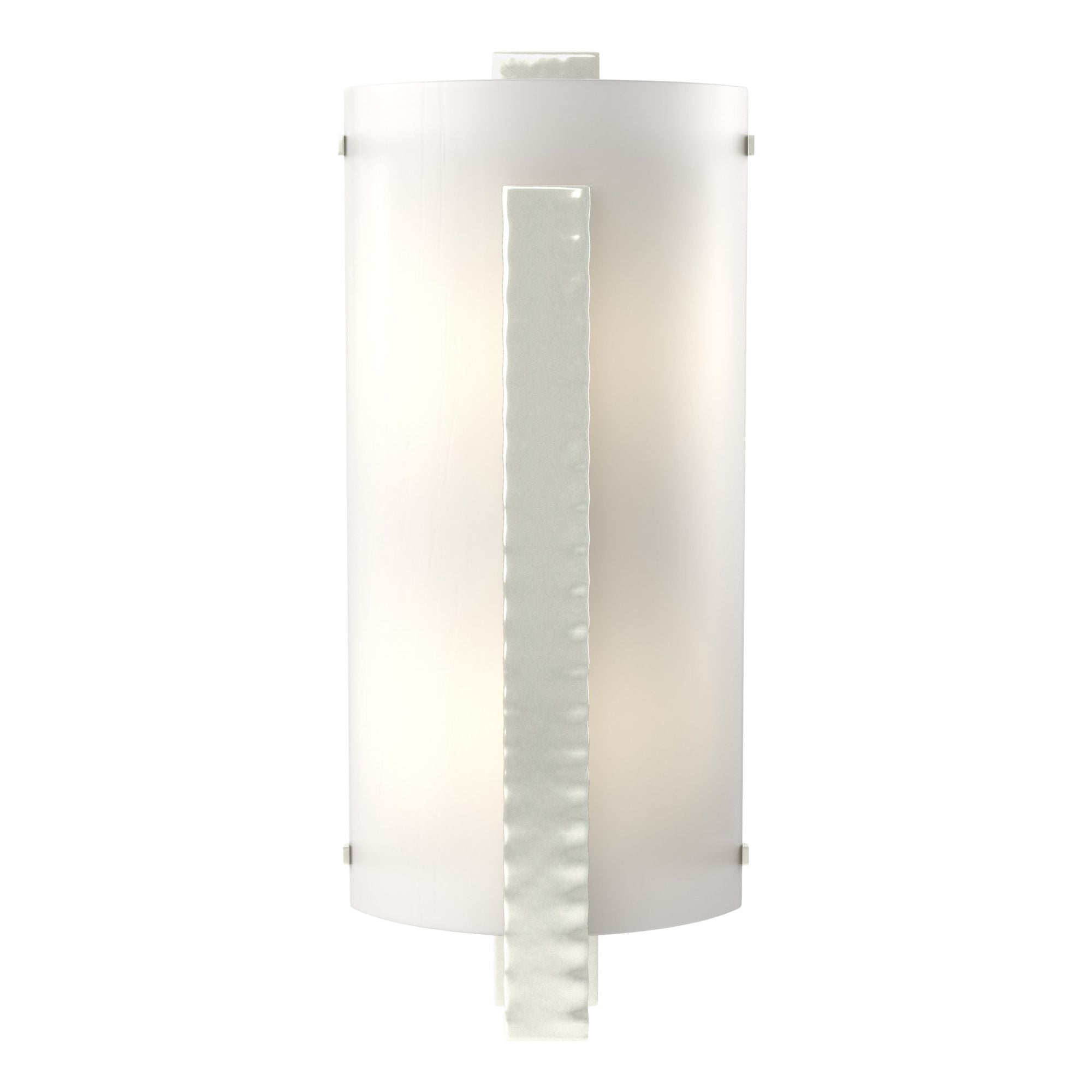 Forged Vertical Bar Sconce 2-Light White Art Glass (BB) in Sterling