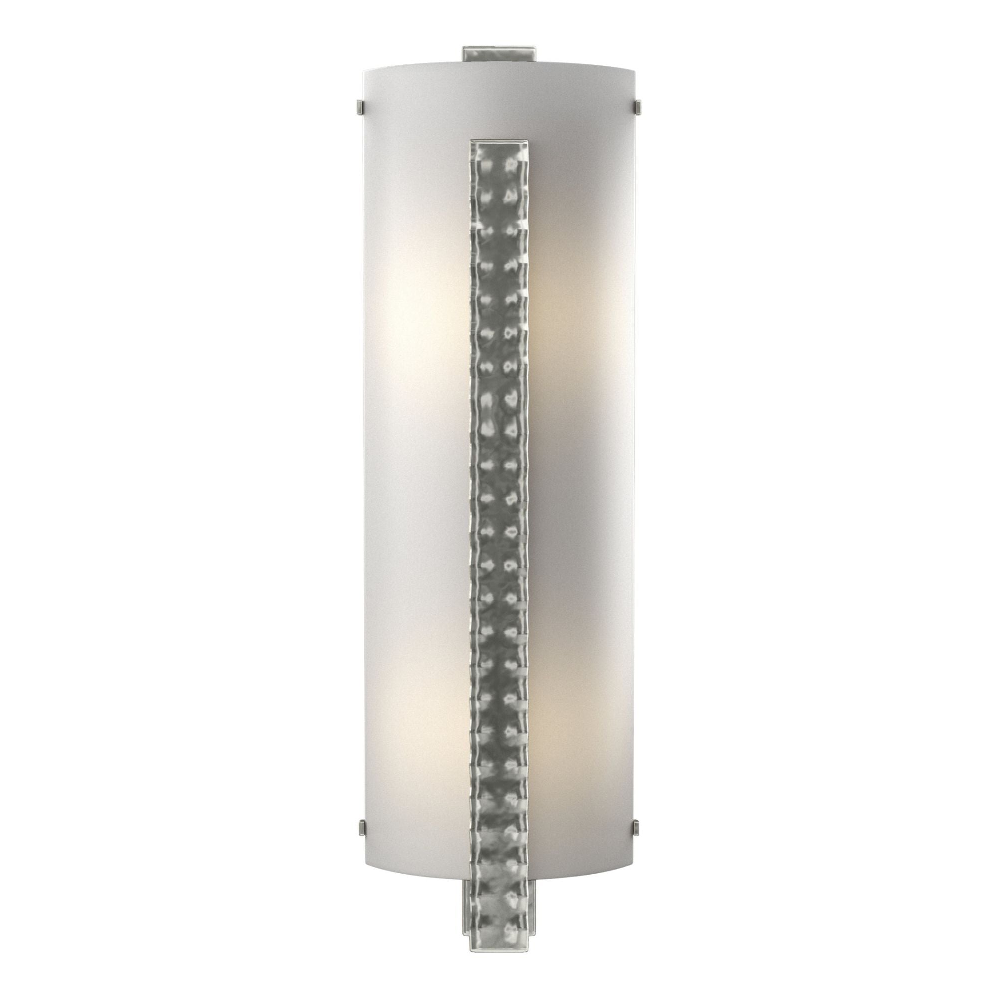 Forged Vertical Bar Large Sconce 2-Light White Art Glass (BB) in Sterling