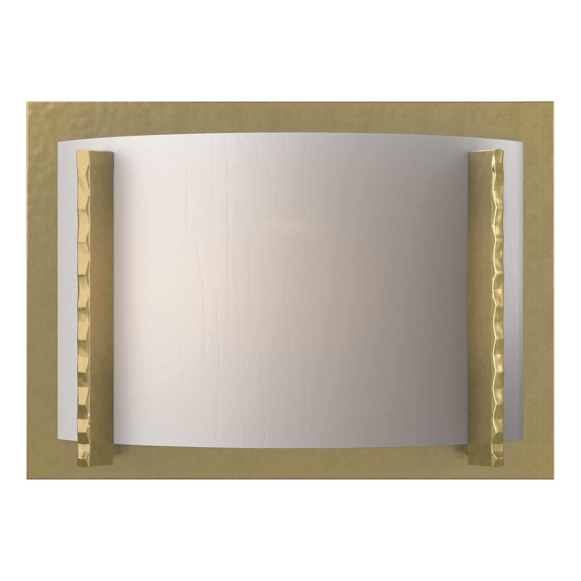 Forged Vertical Bars Sconce 1-Light White Art Glass (BB) in Modern Brass
