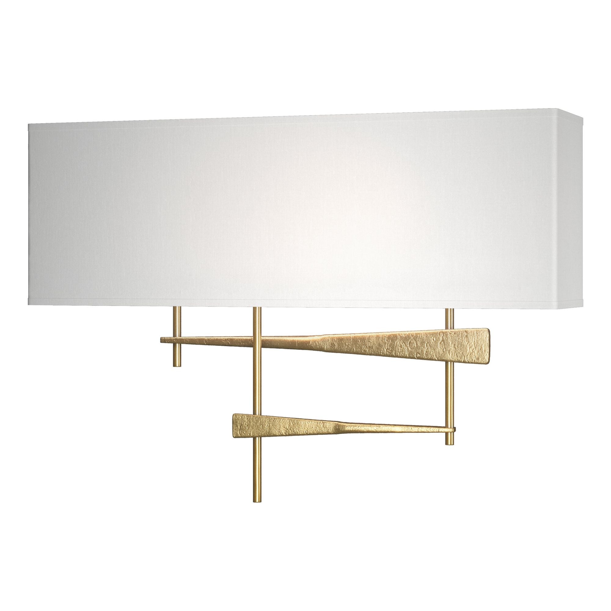 Cavaletti Sconce 2-Light Natural Anna Shade (SF) in Modern Brass