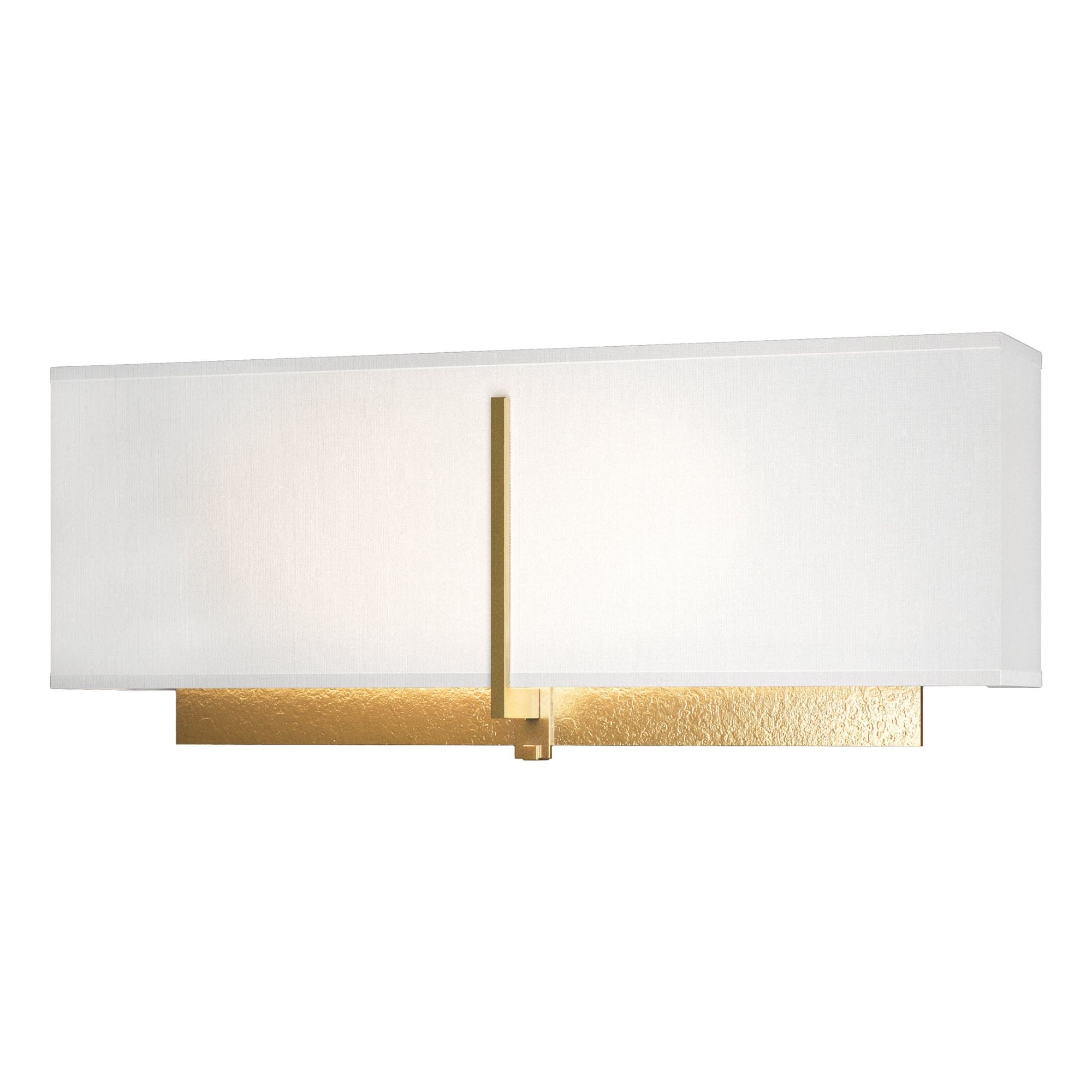 Exos Square Sconce 2-Light Natural Anna Shade (SF) in Modern Brass