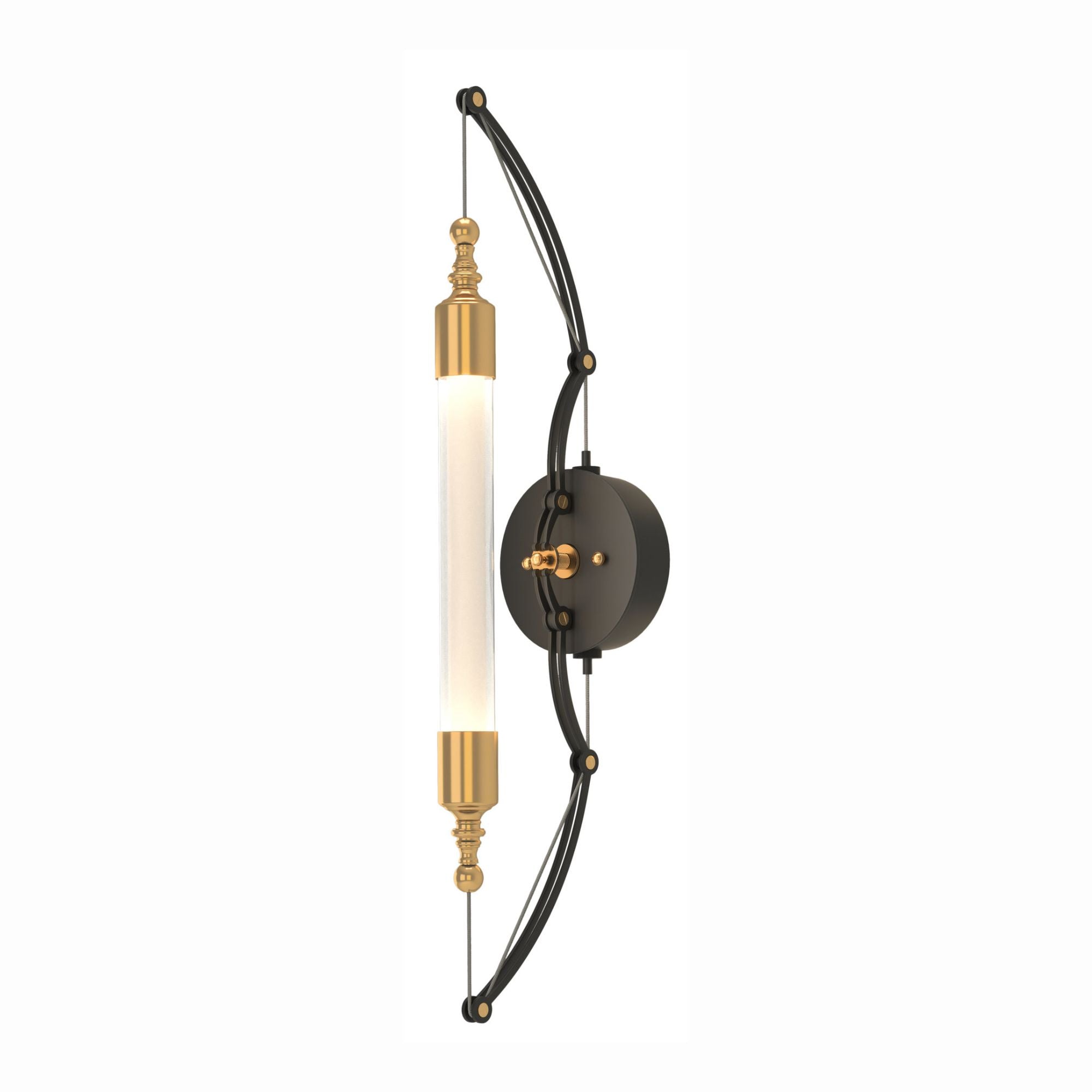 Otto Sconce 2-Light Clear Glass with Frosted Diffuser (YE) in Black with Brass Accents