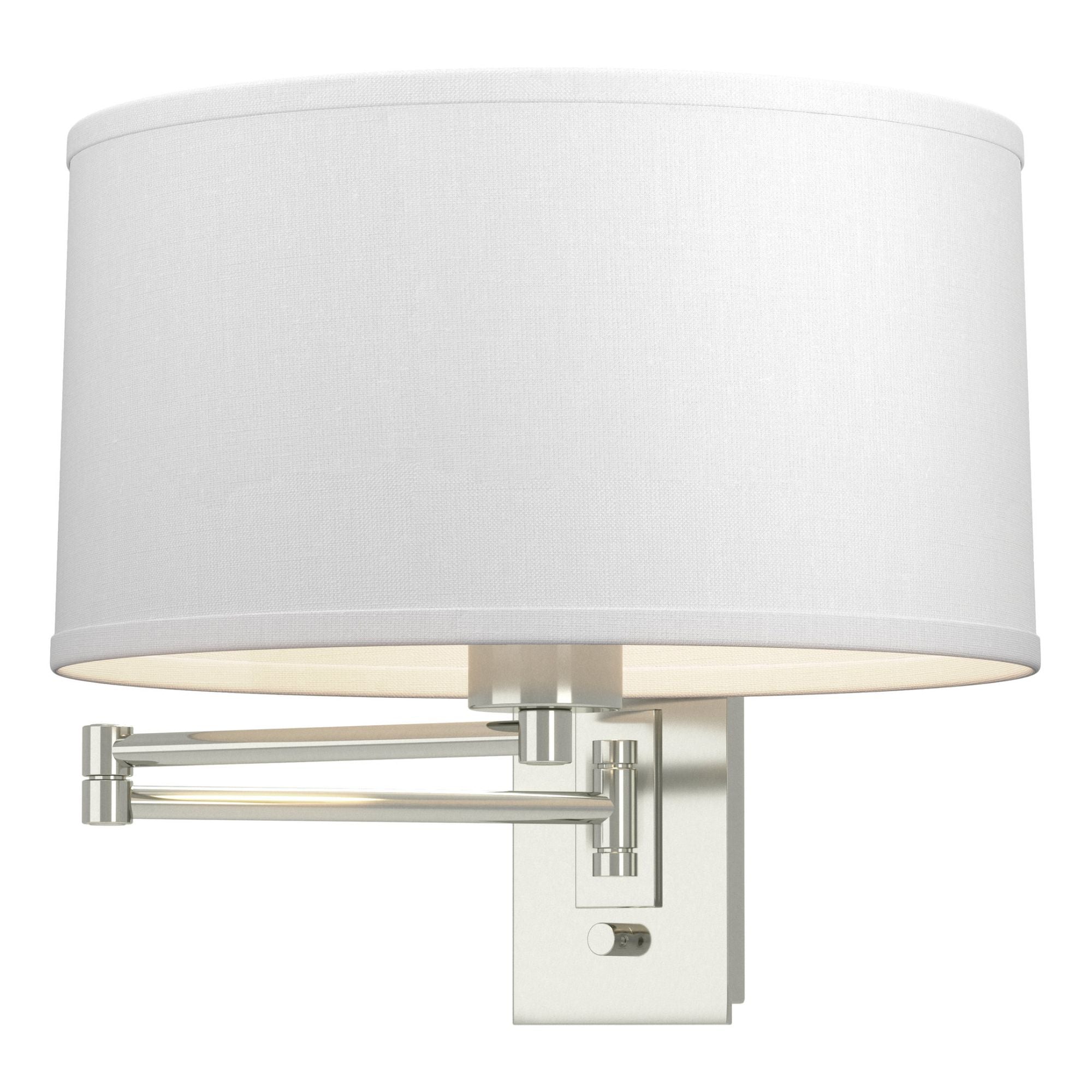 Simple Swing Arm Sconce 1Light Natural Anna Shade (SF) in Sterling