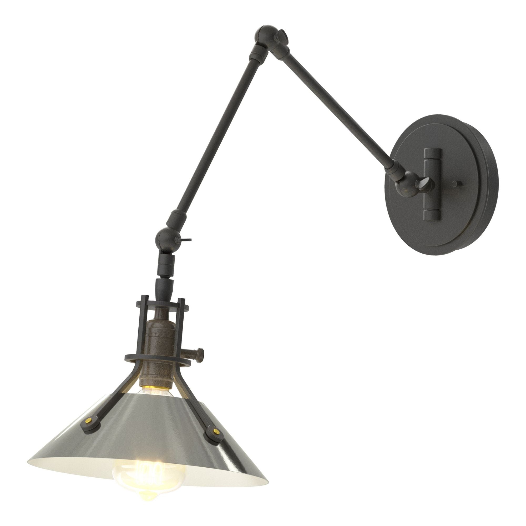 Henry Sconce 1-Light Sterling Accent in Black - Dimmer on Socket