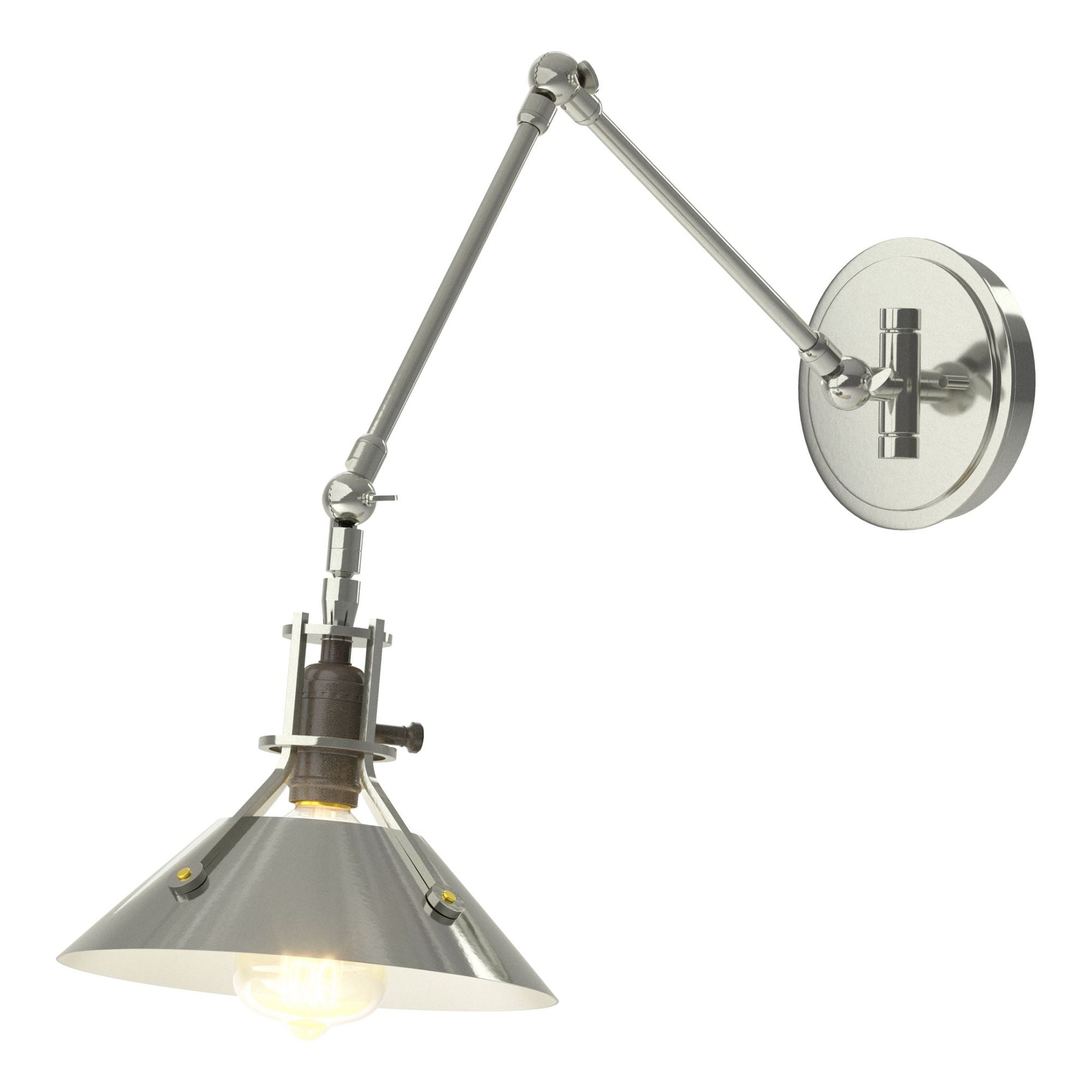 Henry Sconce 1-Light Sterling Accent in Sterling - Dimmer on Socket