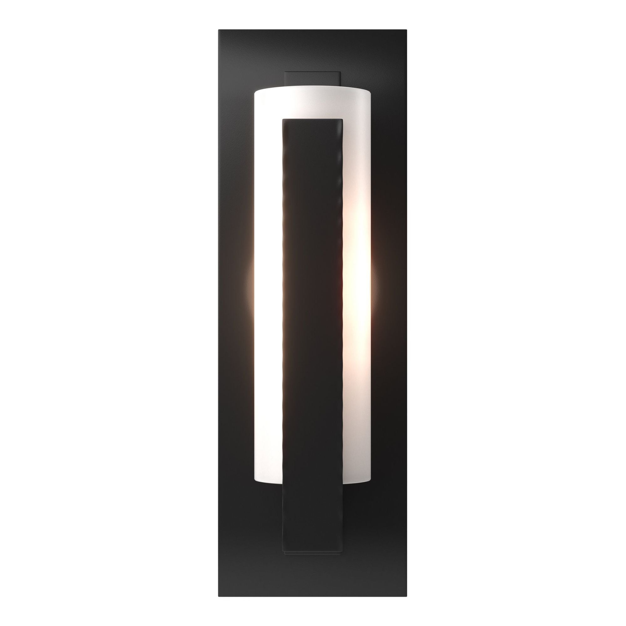 Forged Vertical Bar Sconce - Steel Backplate 1-Light Opal Glass (GG) in Black