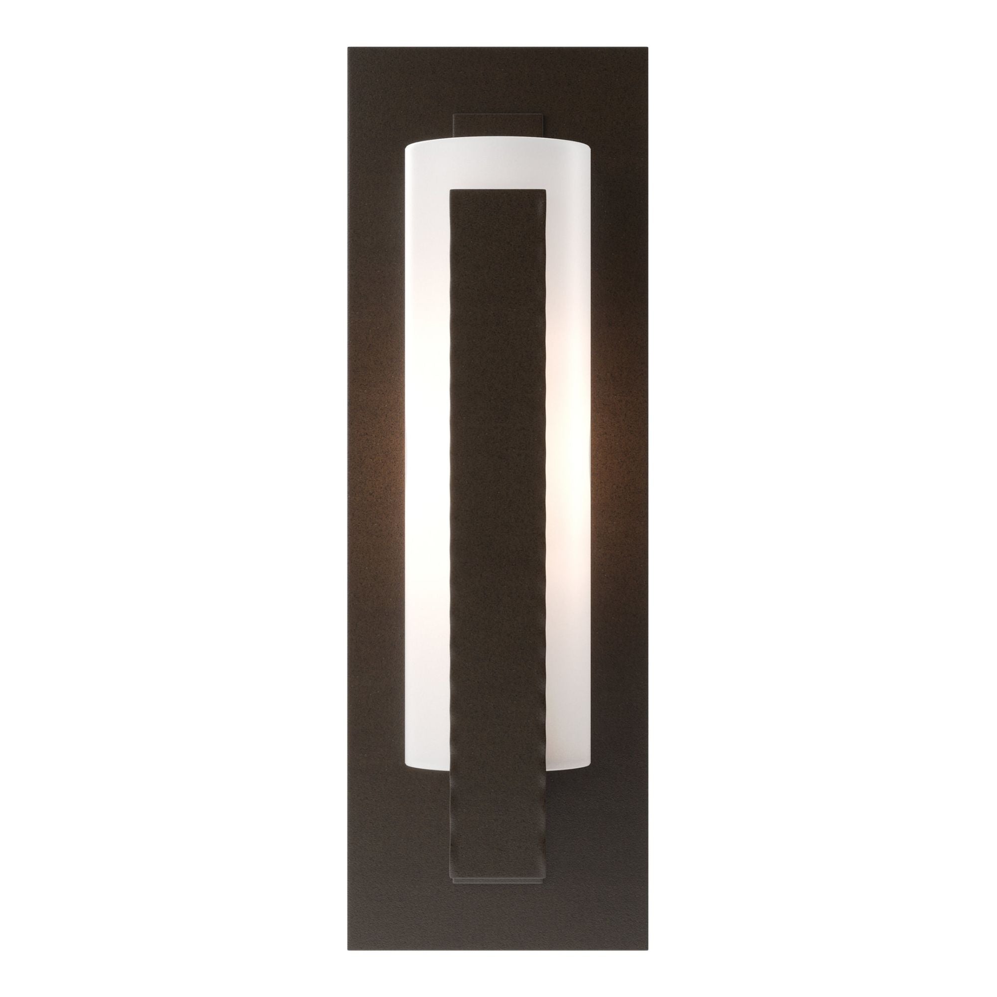 Forged Vertical Bar Sconce - Steel Backplate 1-Light Opal Glass (GG) in Oil Rubbed Bronze