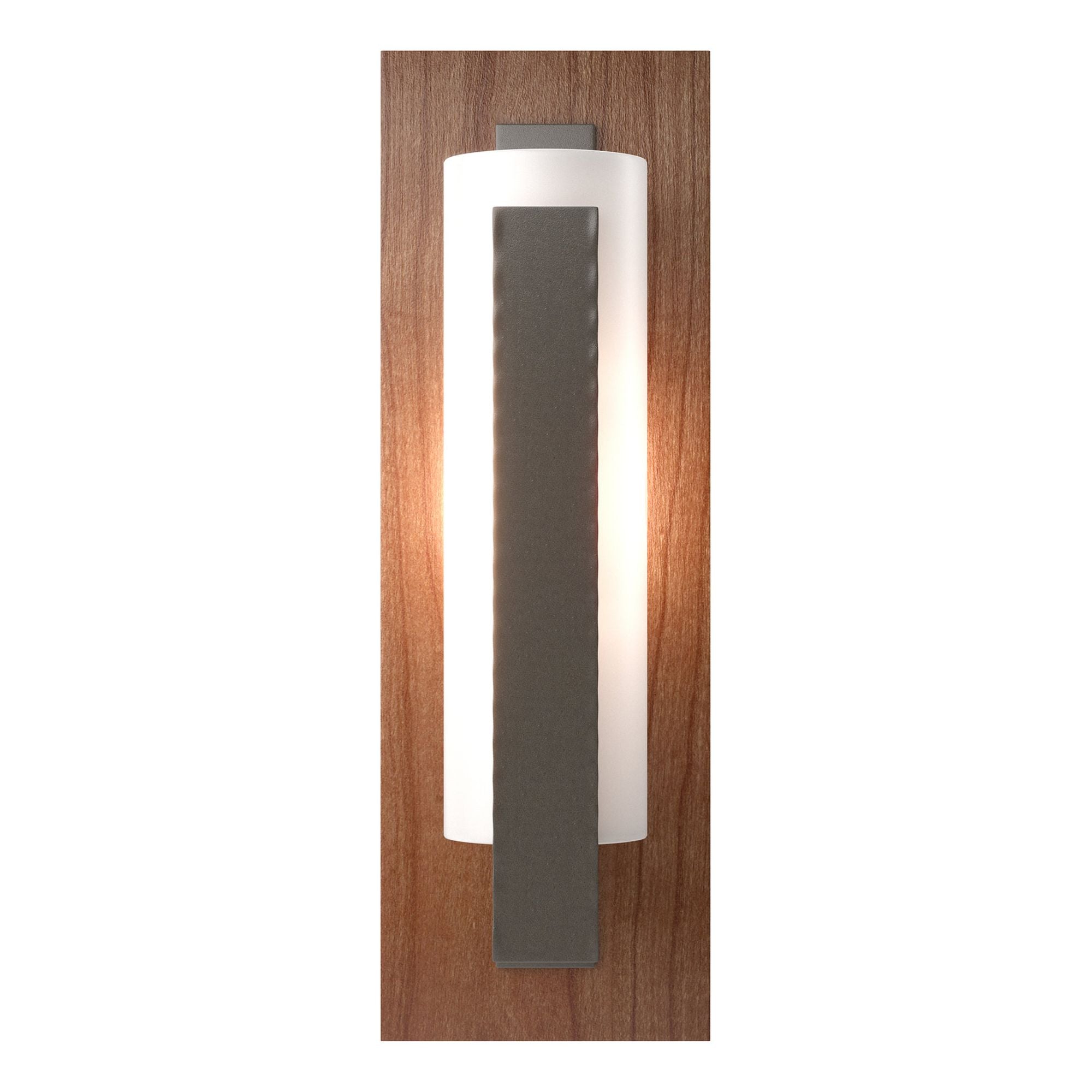 Forged Vertical Bar Sconce - Cherry or Copper Backplate 1-Light Cherry Opal Glass (GG) in Dark Smoke