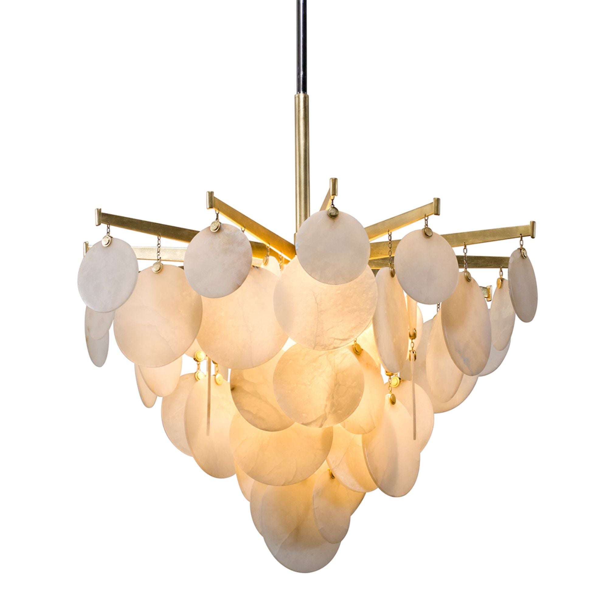 Serenity 1-Light Chandelier in  Gold Leaf W Polished Stainless 34L x 34W x 22.5H