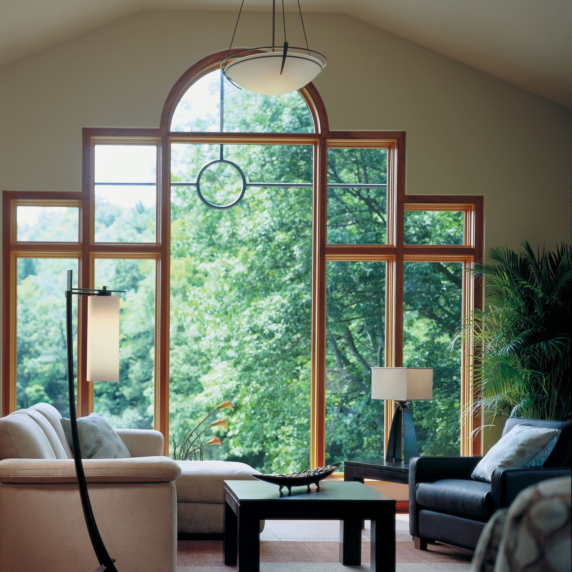 Stasis Floor Lamp 1-Light Opal Glass (GG) in Dark Smoke