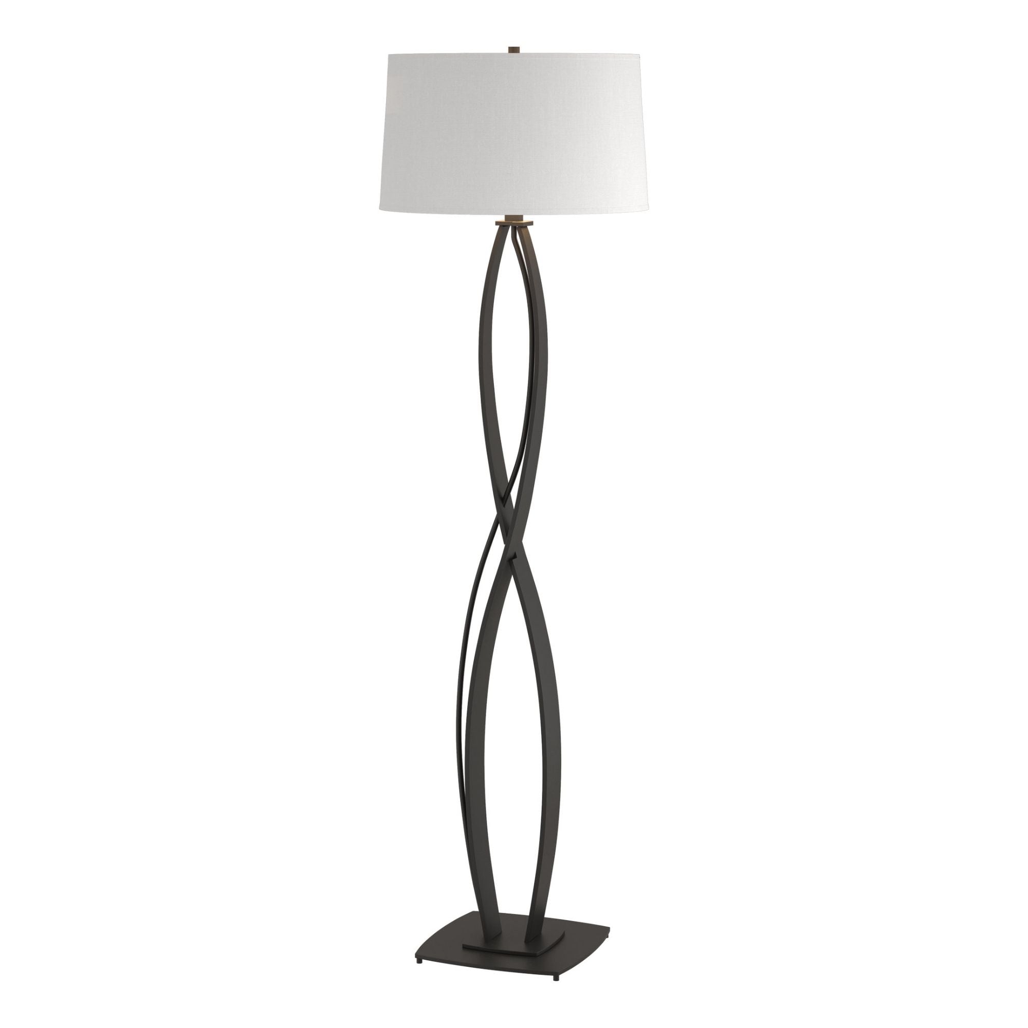 Almost Infinity Floor Lamp 1-Light Natural Anna Shade (SF) in Black - Dimmer on Socket
