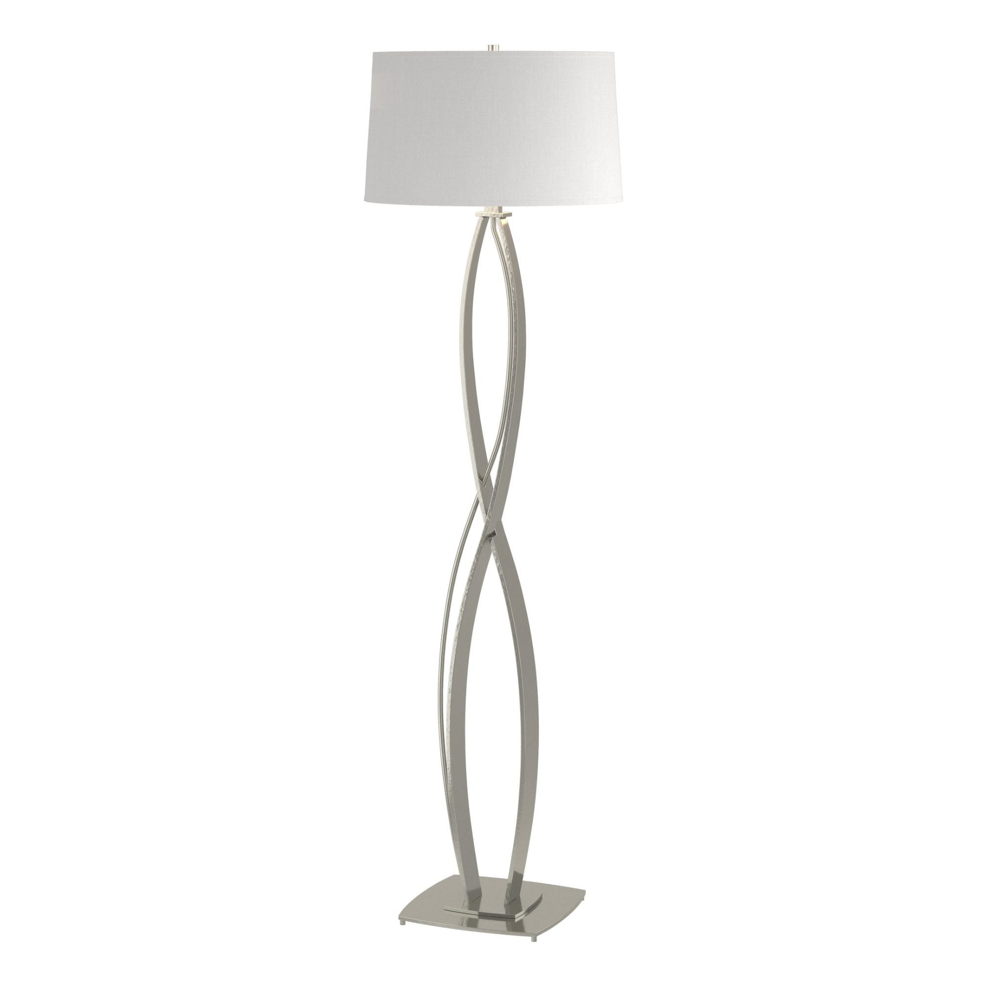 Almost Infinity Floor Lamp 1-Light Natural Anna Shade (SF) in Sterling - Dimmer on Socket