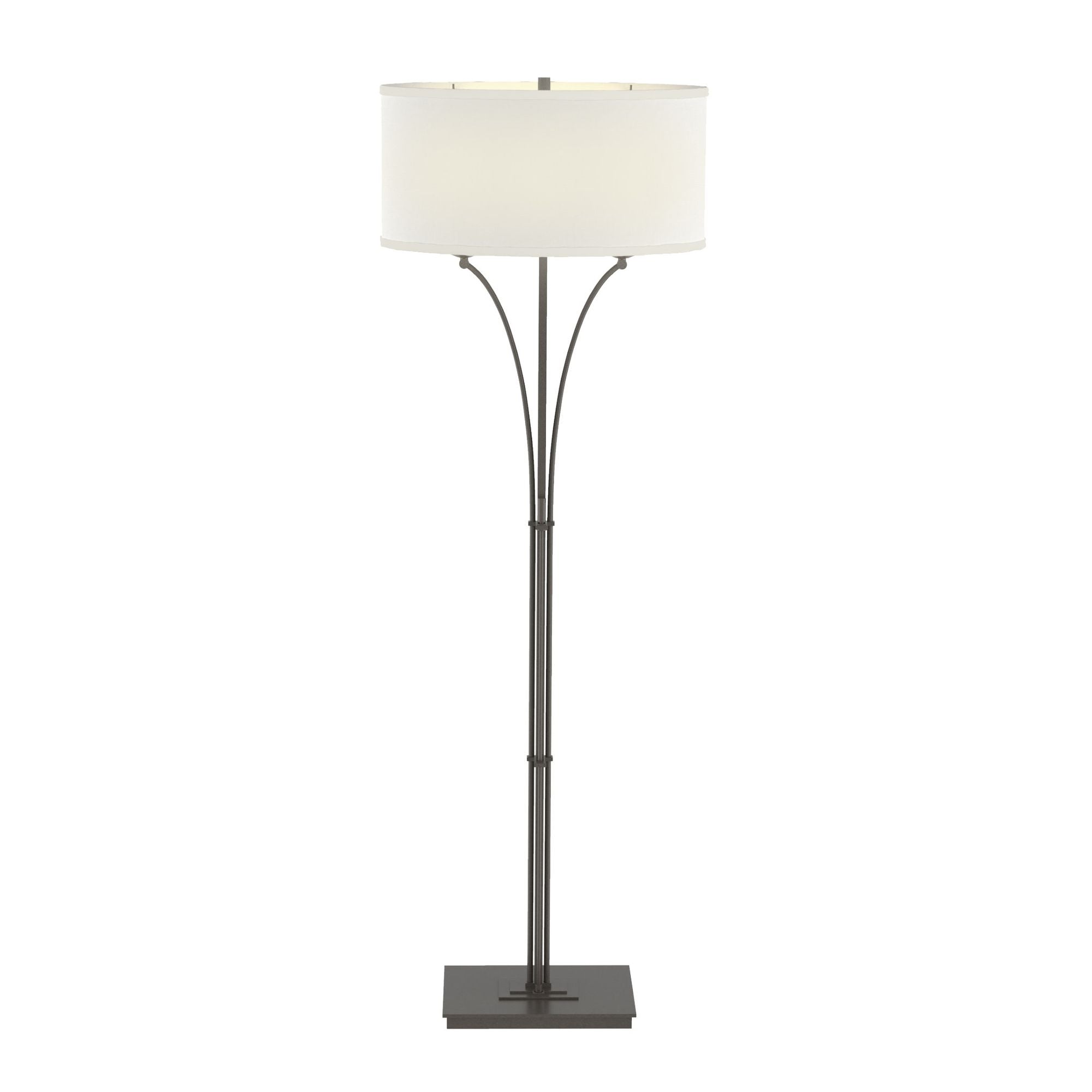 Contemporary Formae Floor Lamp 2-Light Natural Anna Shade (SF) in Dark Smoke - Dimmer on Base