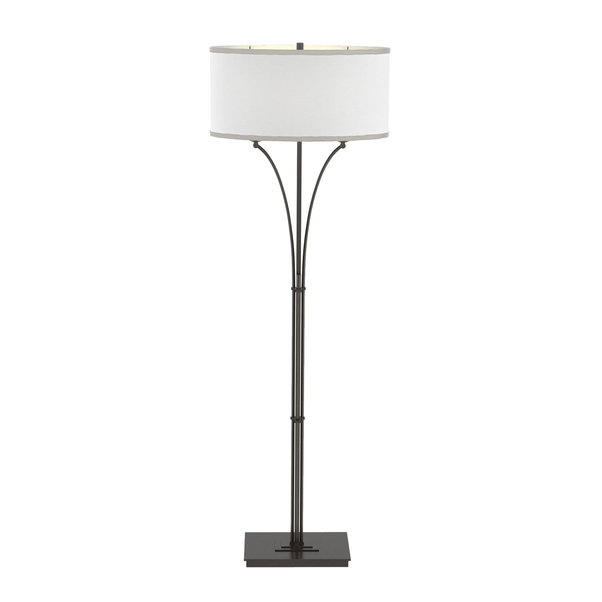 Contemporary Formae Floor Lamp 2-Light Natural Anna Shade (SF) in Oil Rubbed Bronze - Dimmer on Base