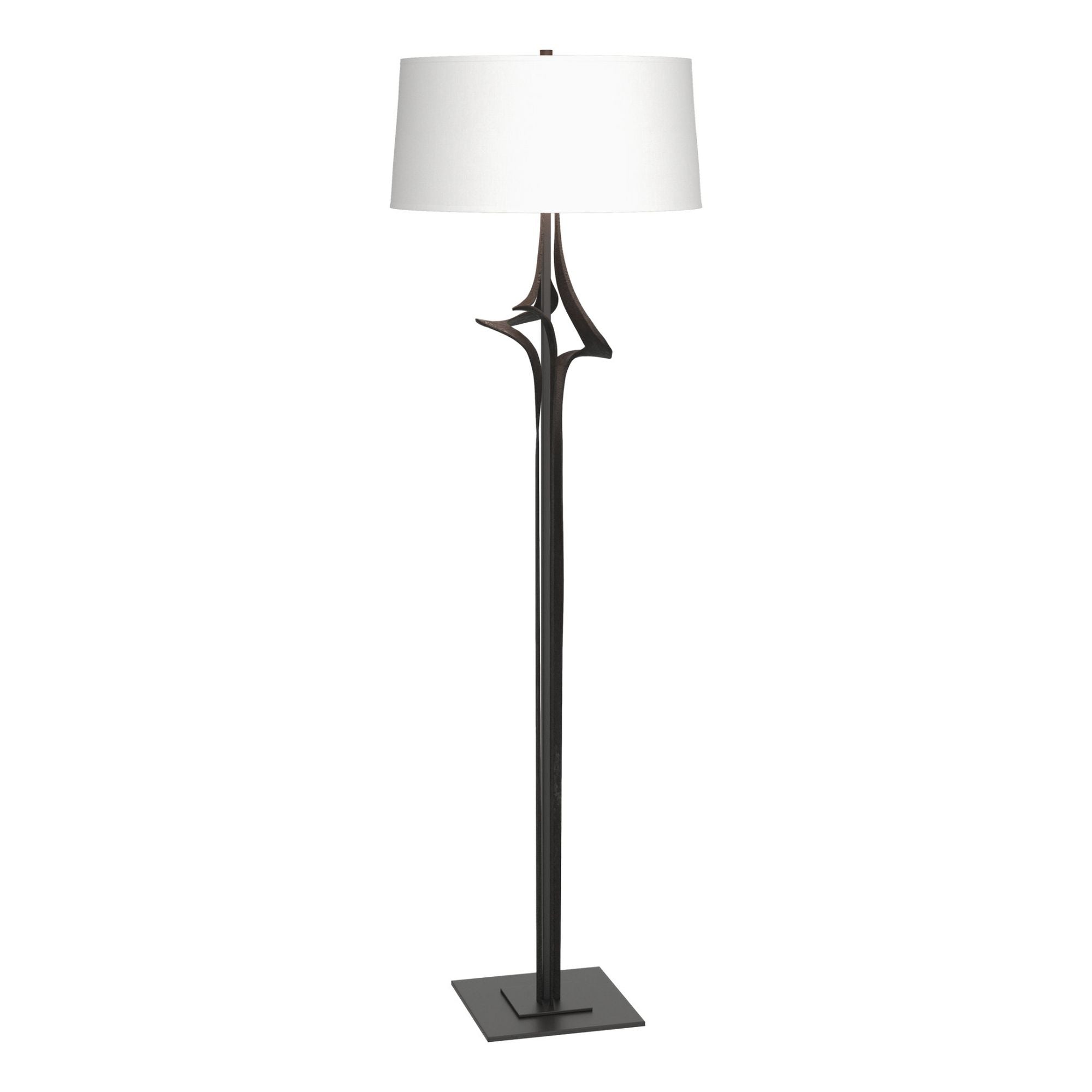 Antasia Floor Lamp 1-Light Natural Anna Shade (SF) in Black - Dimmer on Socket