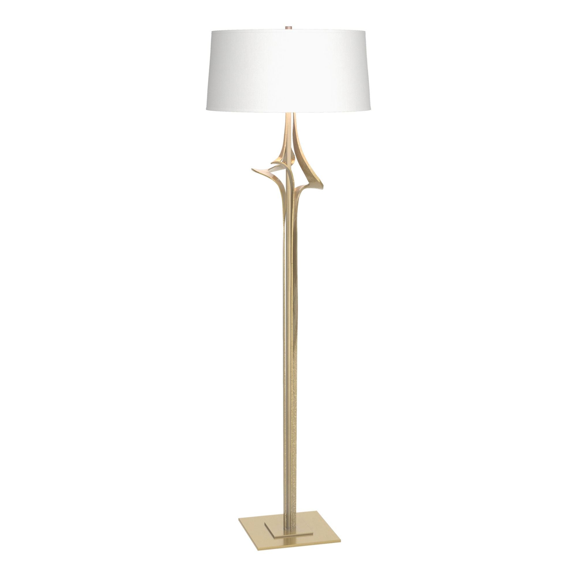 Antasia Floor Lamp 1-Light Natural Anna Shade (SF) in Modern Brass - Dimmer on Socket