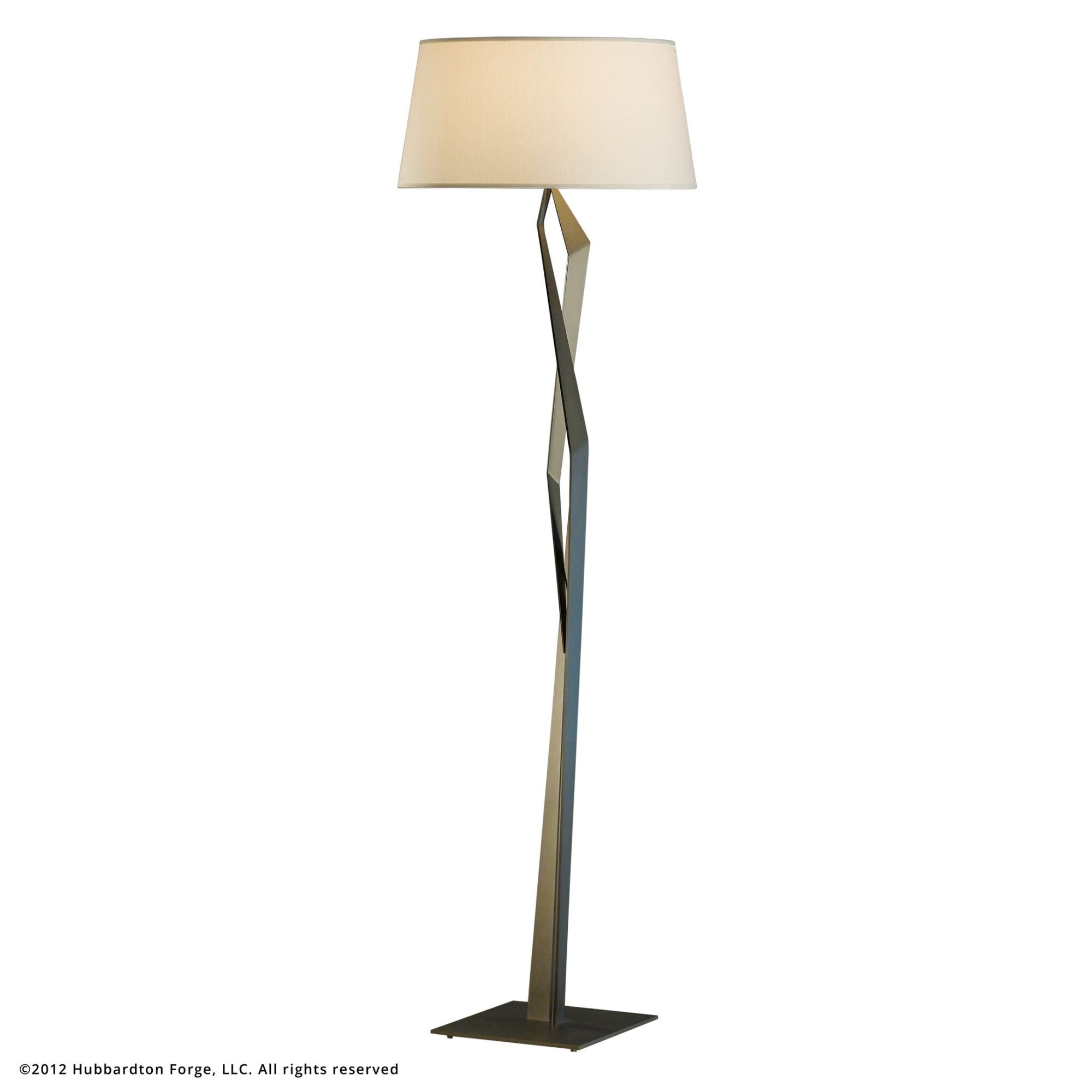 Facet Floor Lamp 1-Light Natural Anna Shade (SF) in Dark Smoke - On Socket