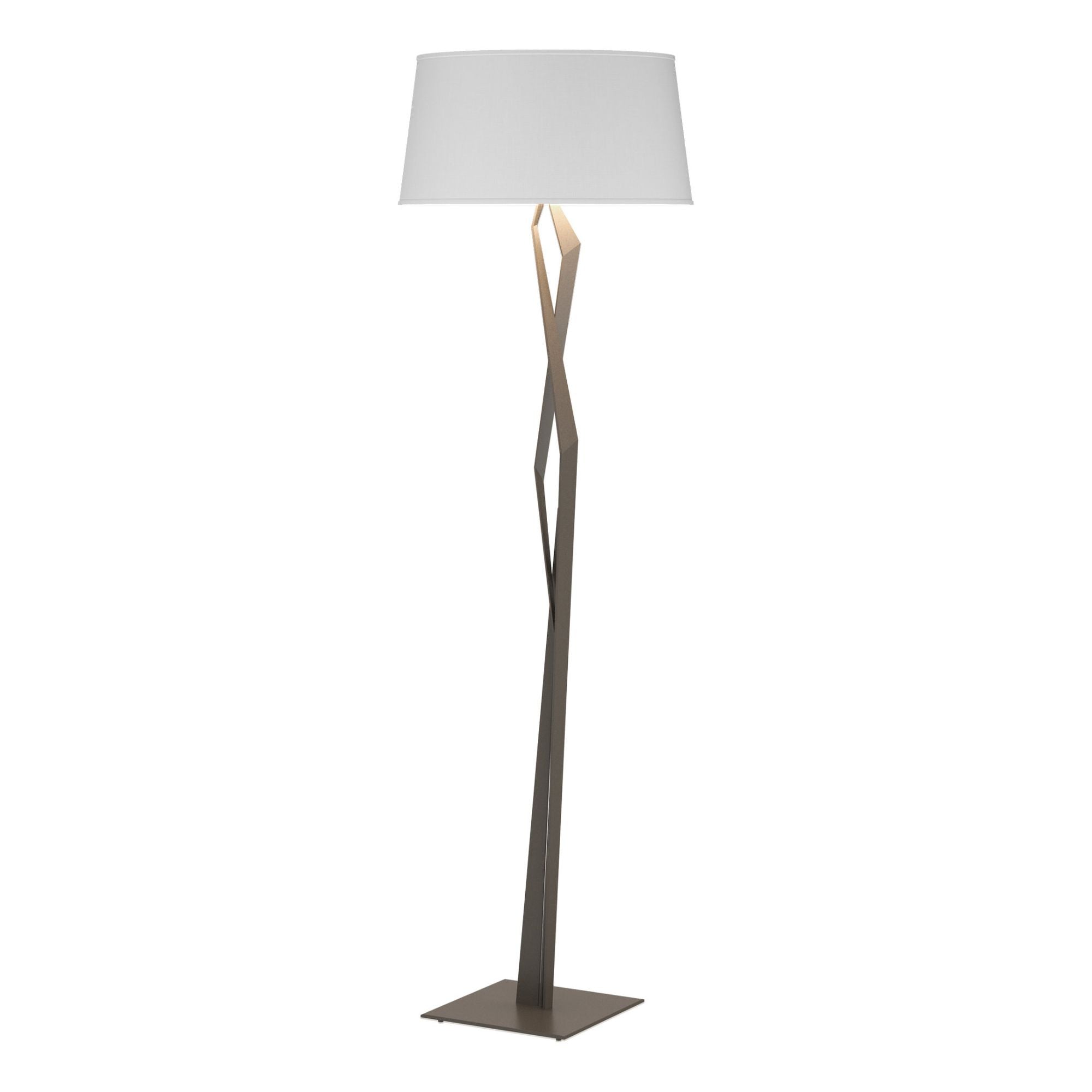 Facet Floor Lamp 1-Light Natural Anna Shade (SF) in Dark Smoke - On Socket
