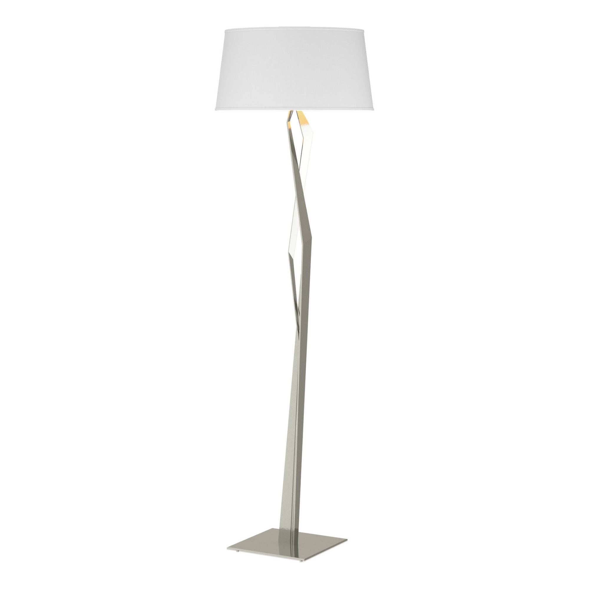 Facet Floor Lamp 1-Light Natural Anna Shade (SF) in Sterling - On Socket