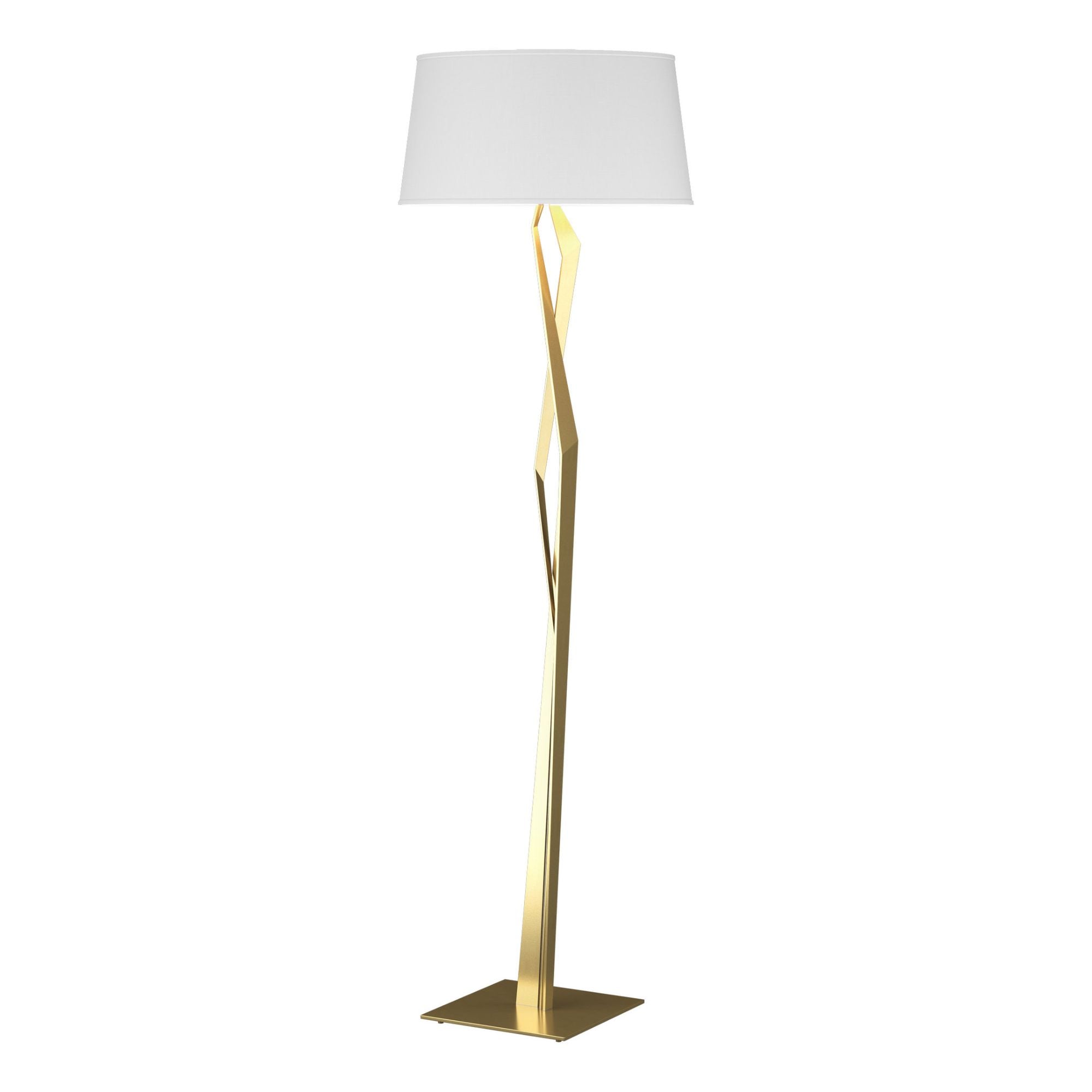 Facet Floor Lamp 1-Light Natural Anna Shade (SF) in Modern Brass - On Socket