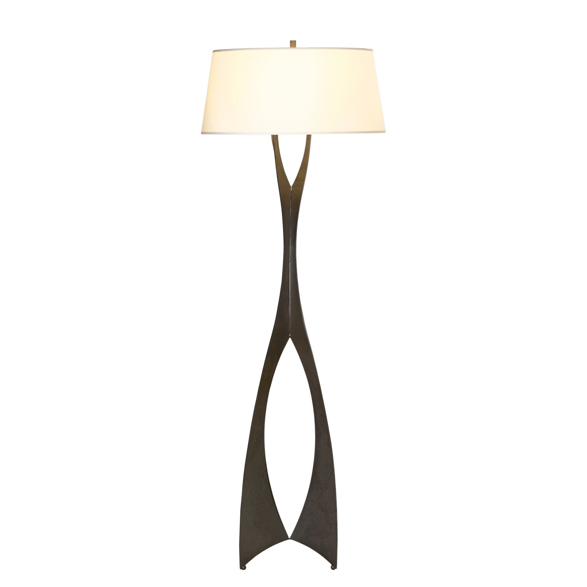 Moreau Floor Lamp 1-Light Natural Anna Shade (SF) in Dark Smoke - Dimmer on Socket