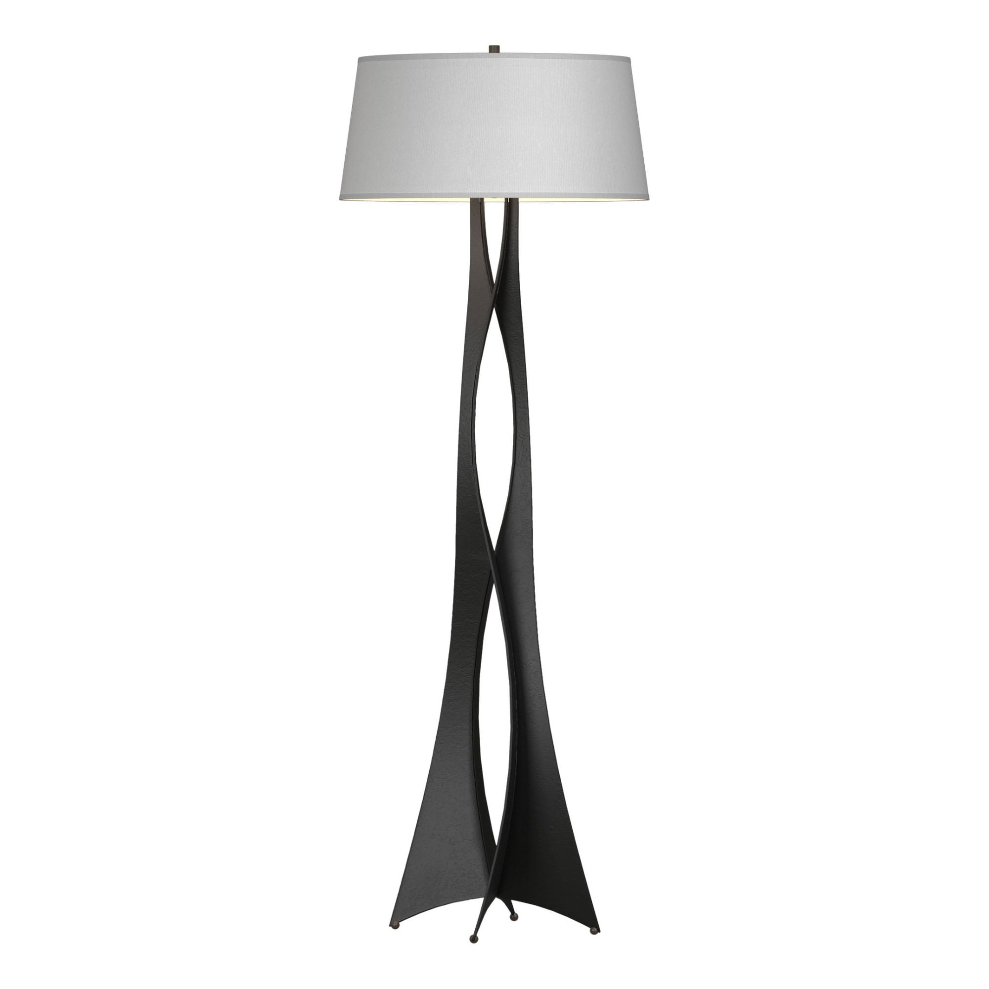Moreau Floor Lamp 1-Light Natural Anna Shade (SF) in Black - Dimmer on Socket