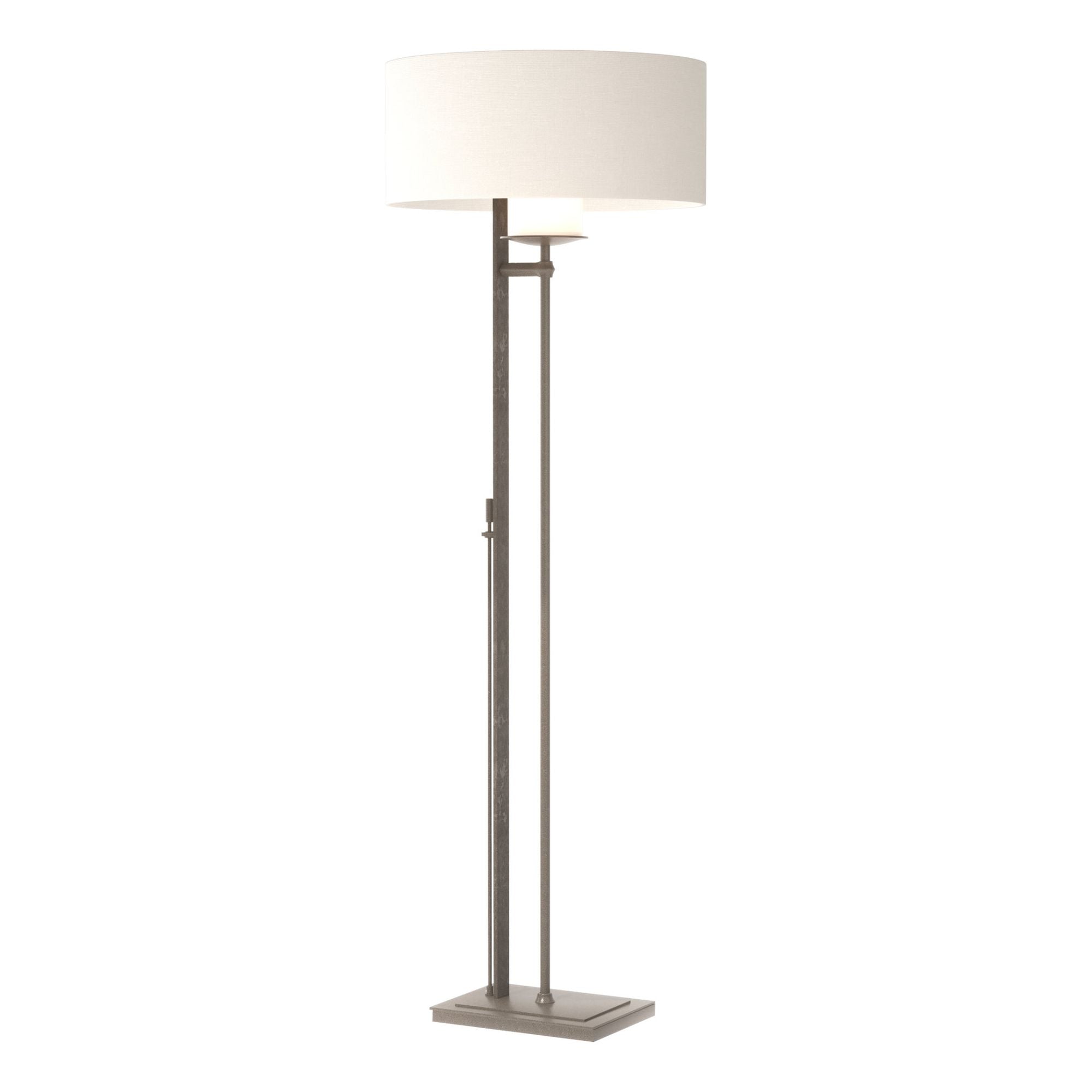 Rook Floor Lamp 1-Light Natural Anna Shade (SF) in Dark Smoke - Dimmer on Base
