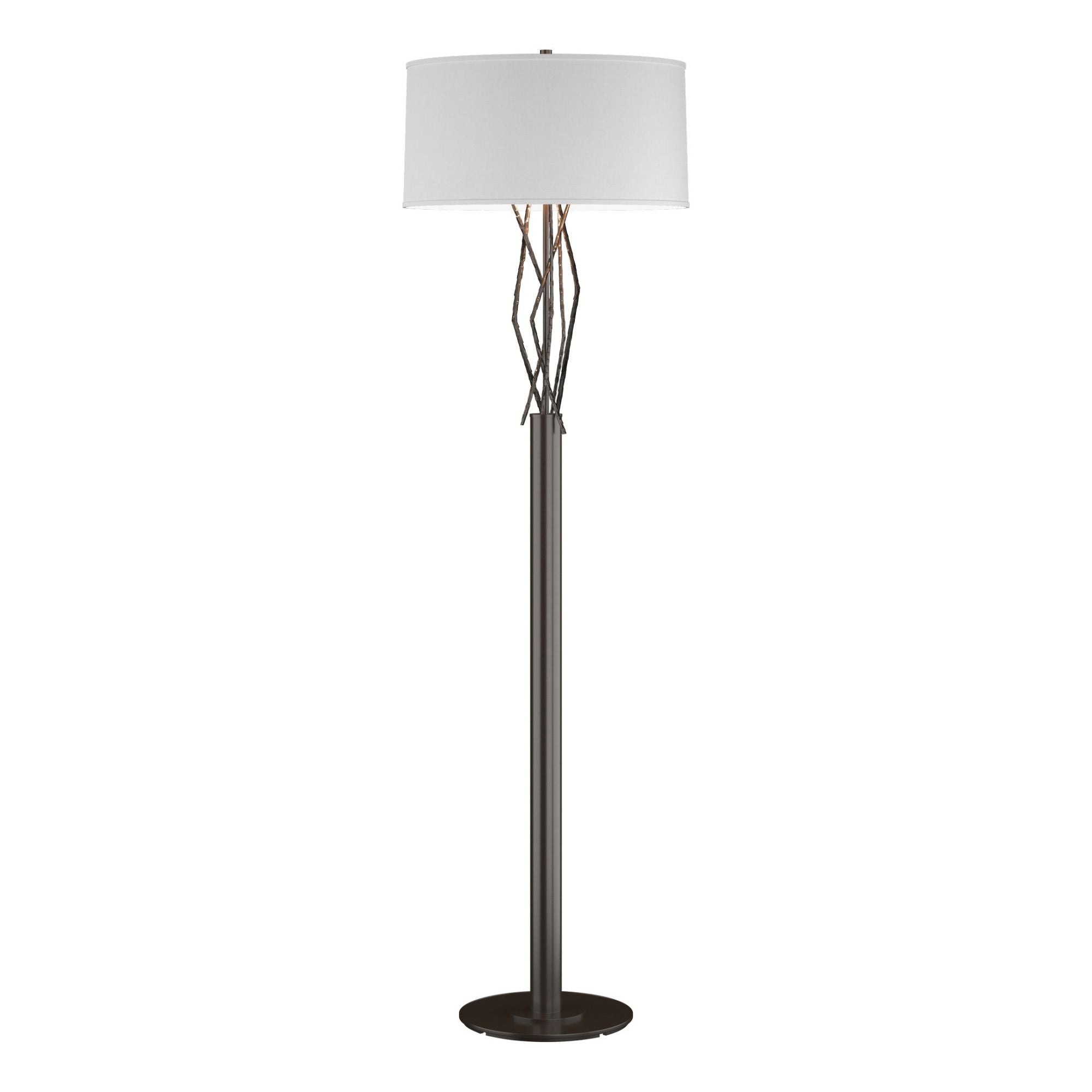 Brindille Floor Lamp 1-Light Natural Anna Shade (SF) in Oil Rubbed Bronze - Dimmer on Socket