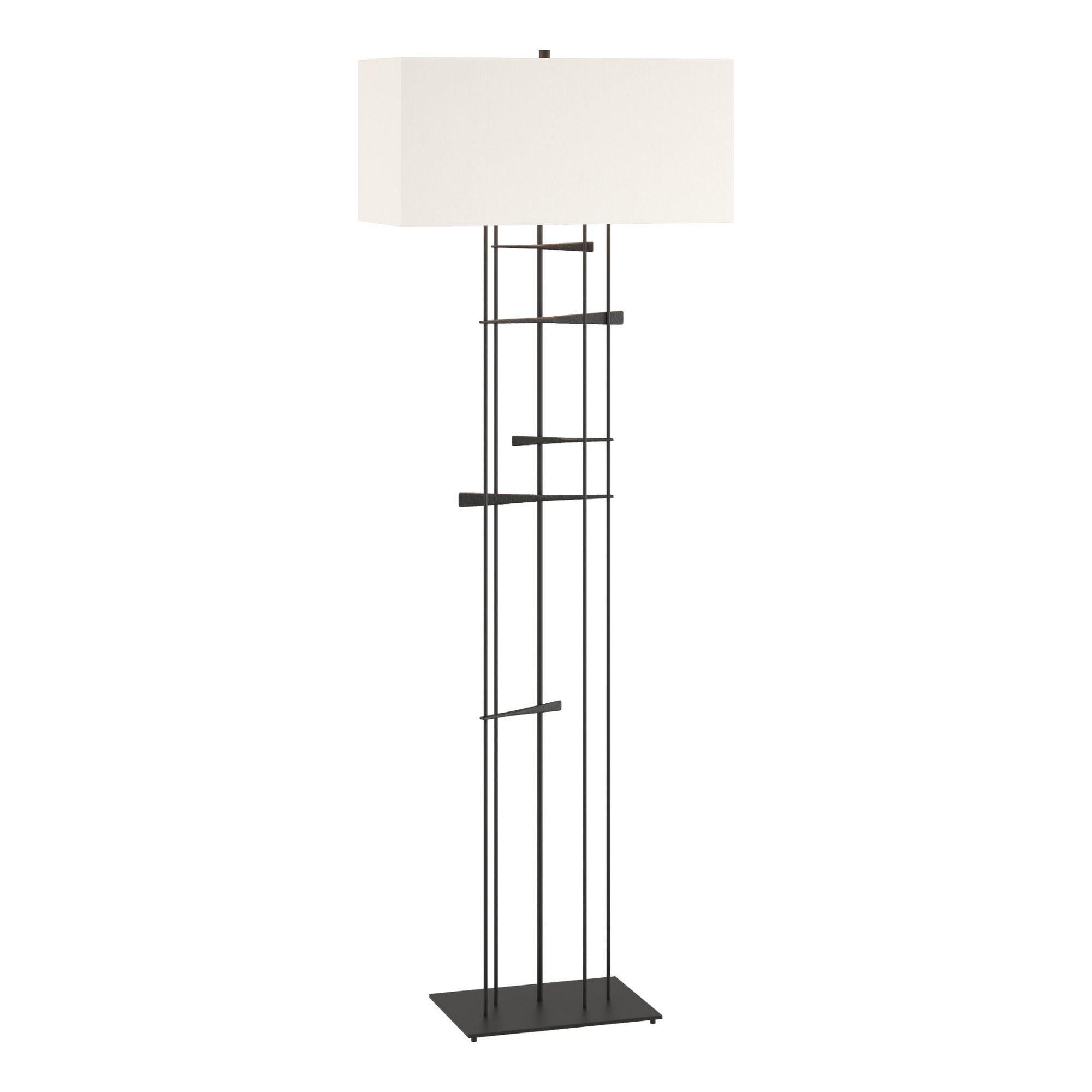 Cavaletti Floor Lamp 1-Light Natural Anna Shade (SF) in Black - Dimmer on Socket