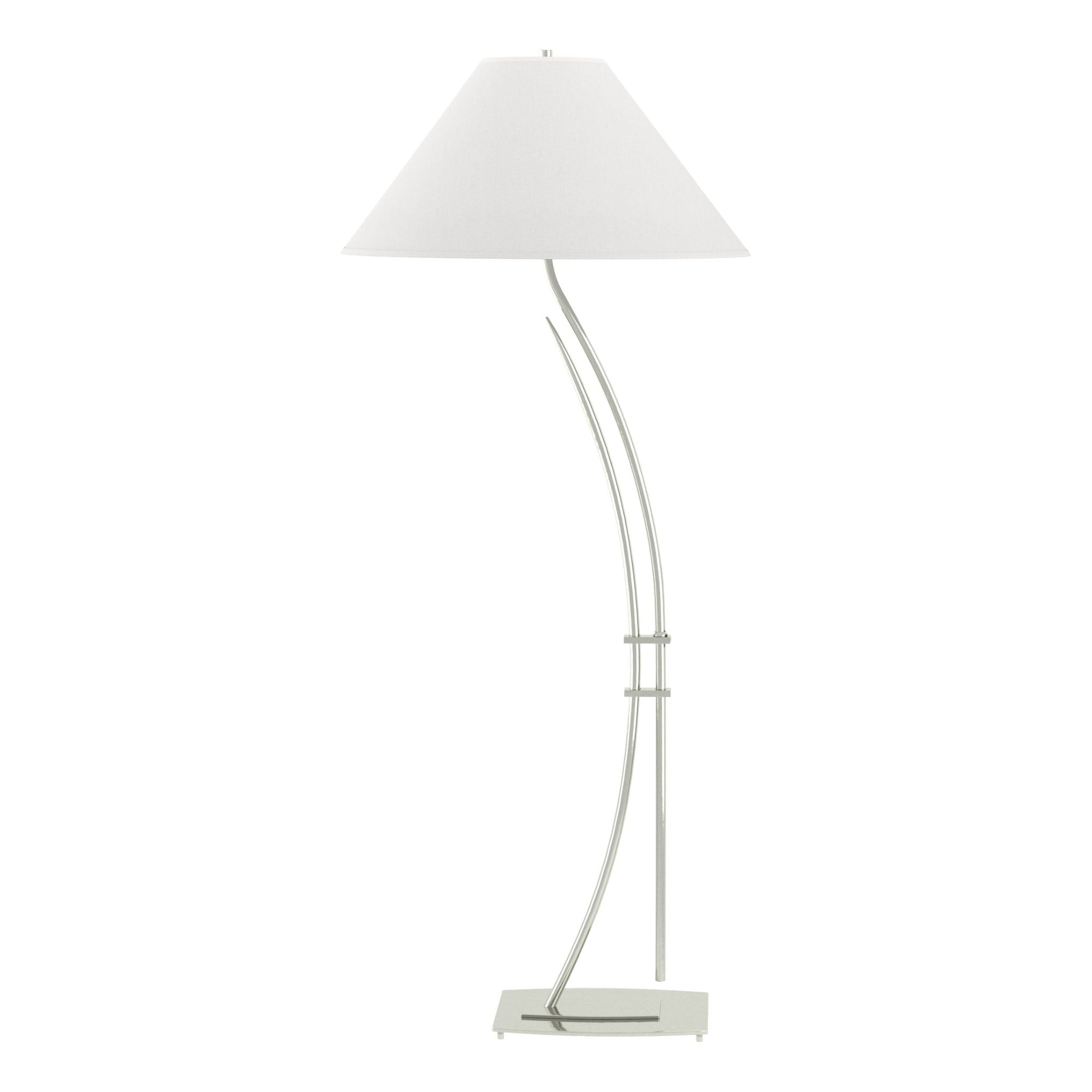 Metamorphic Contemporary Floor Lamp 1-Light Natural Anna Shade (SF) in Sterling
