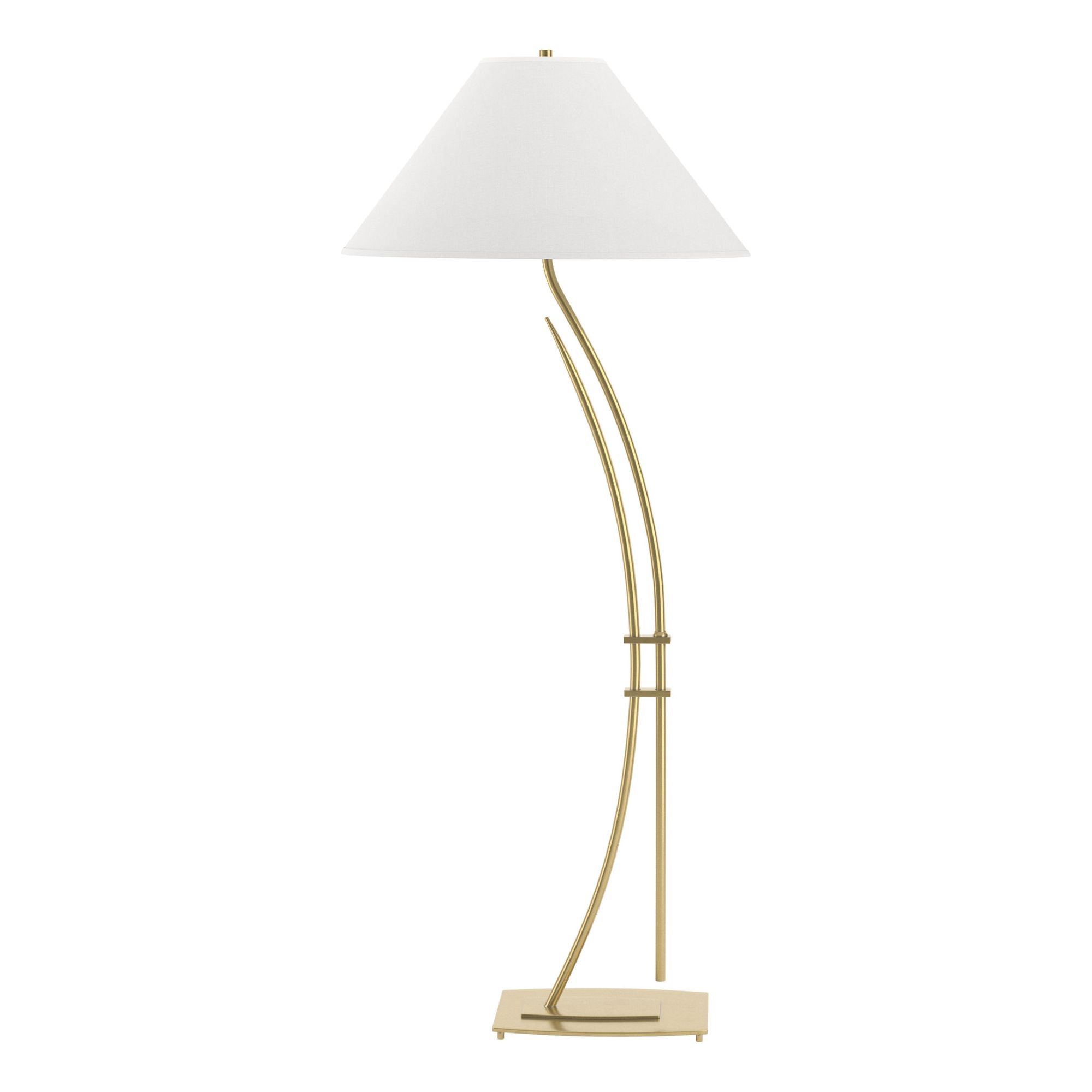 Metamorphic Contemporary Floor Lamp 1-Light Natural Anna Shade (SF) in Modern Brass