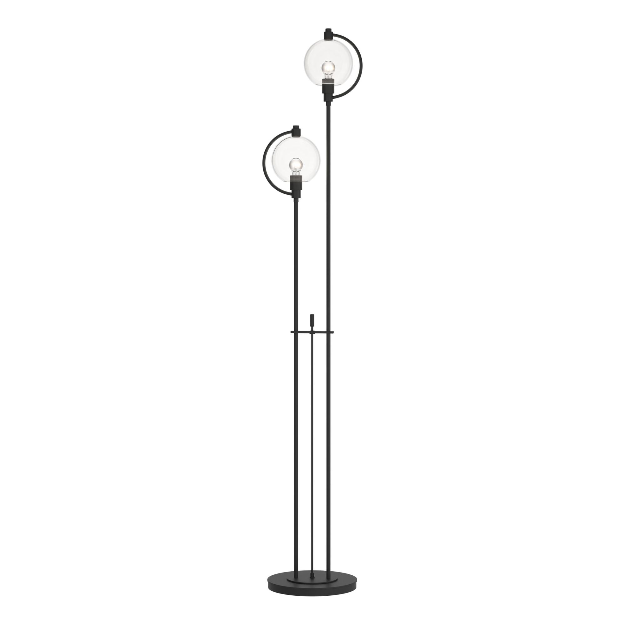 Pluto Floor Lamp 2-Light Clear Glass (ZM) in Black - Dimmer on Base