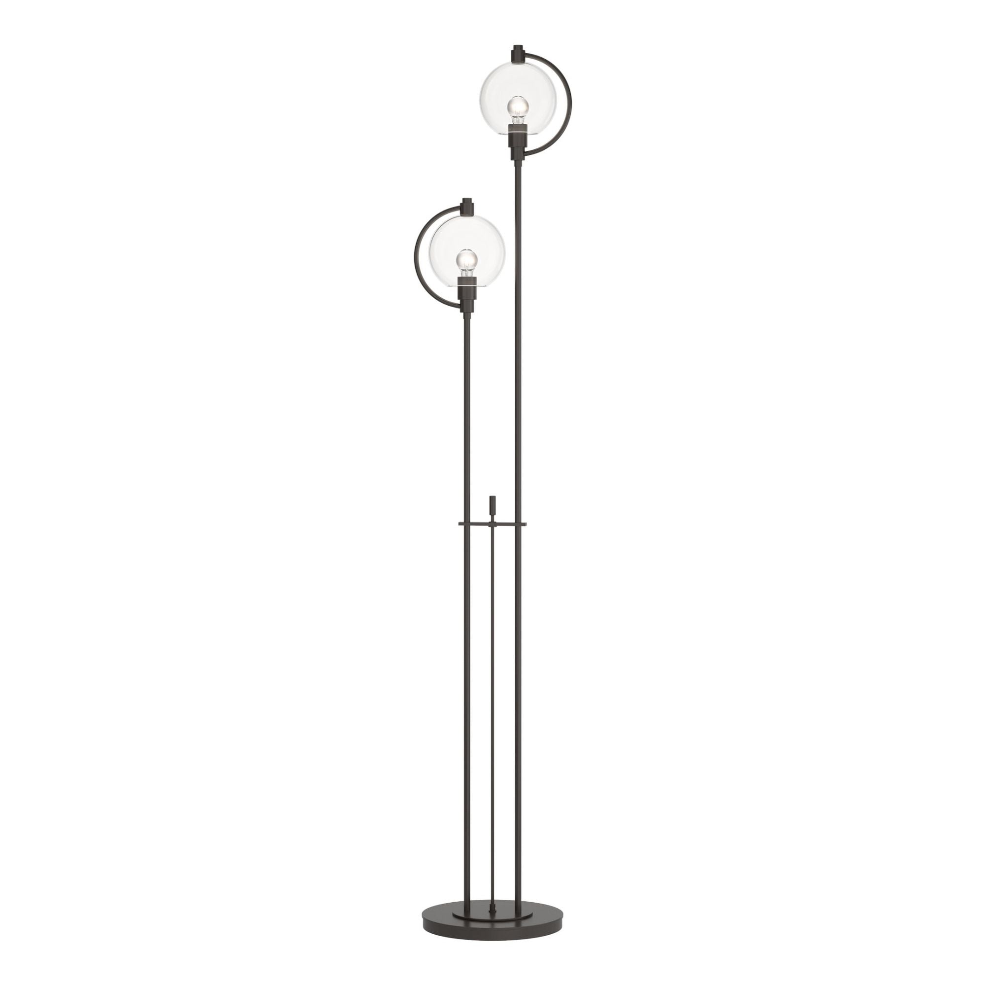 Pluto Floor Lamp 2-Light Clear Glass (ZM) in Oil Rubbed Bronze - Dimmer on Base