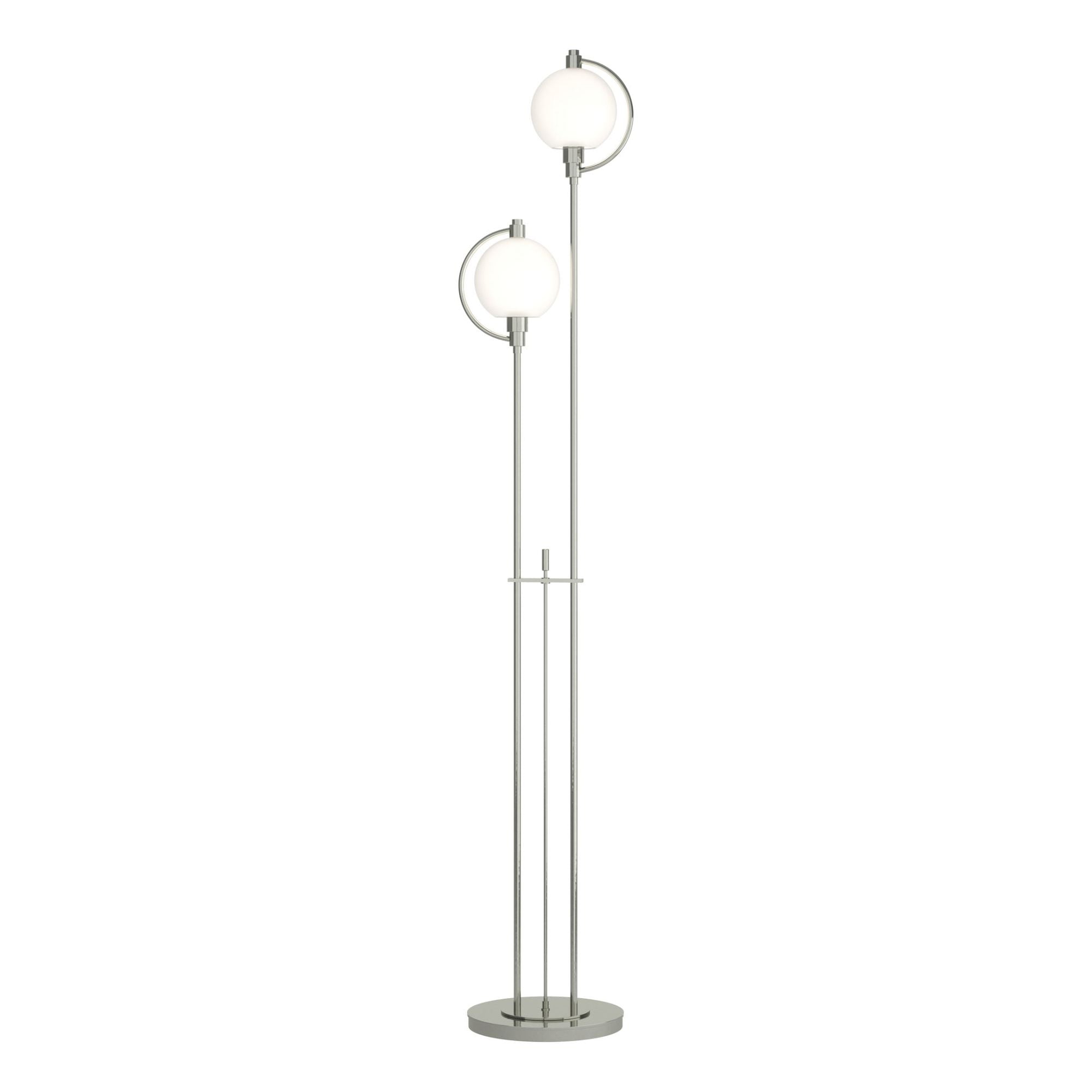 Pluto Floor Lamp 2-Light Opal Glass in Sterling