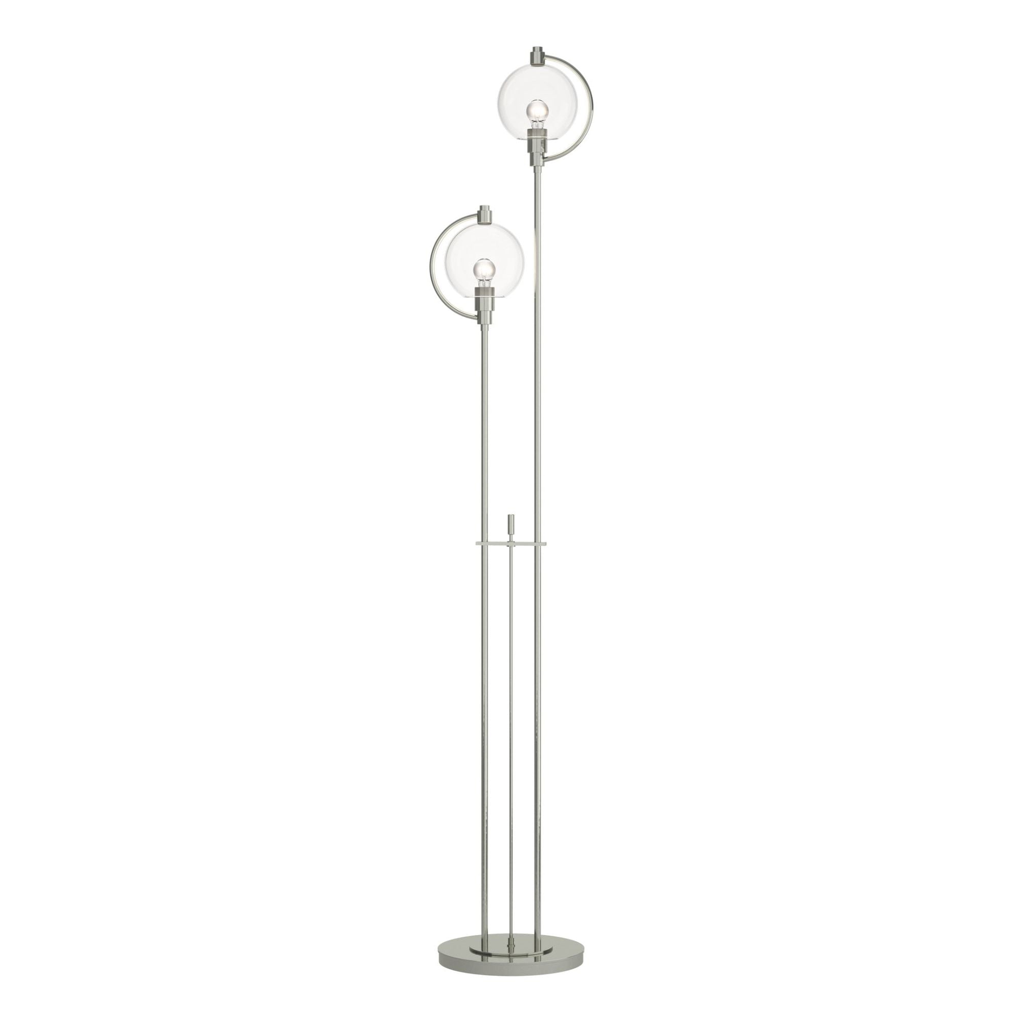 Pluto Floor Lamp 2-Light Clear Glass (ZM) in Sterling - Dimmer on Base