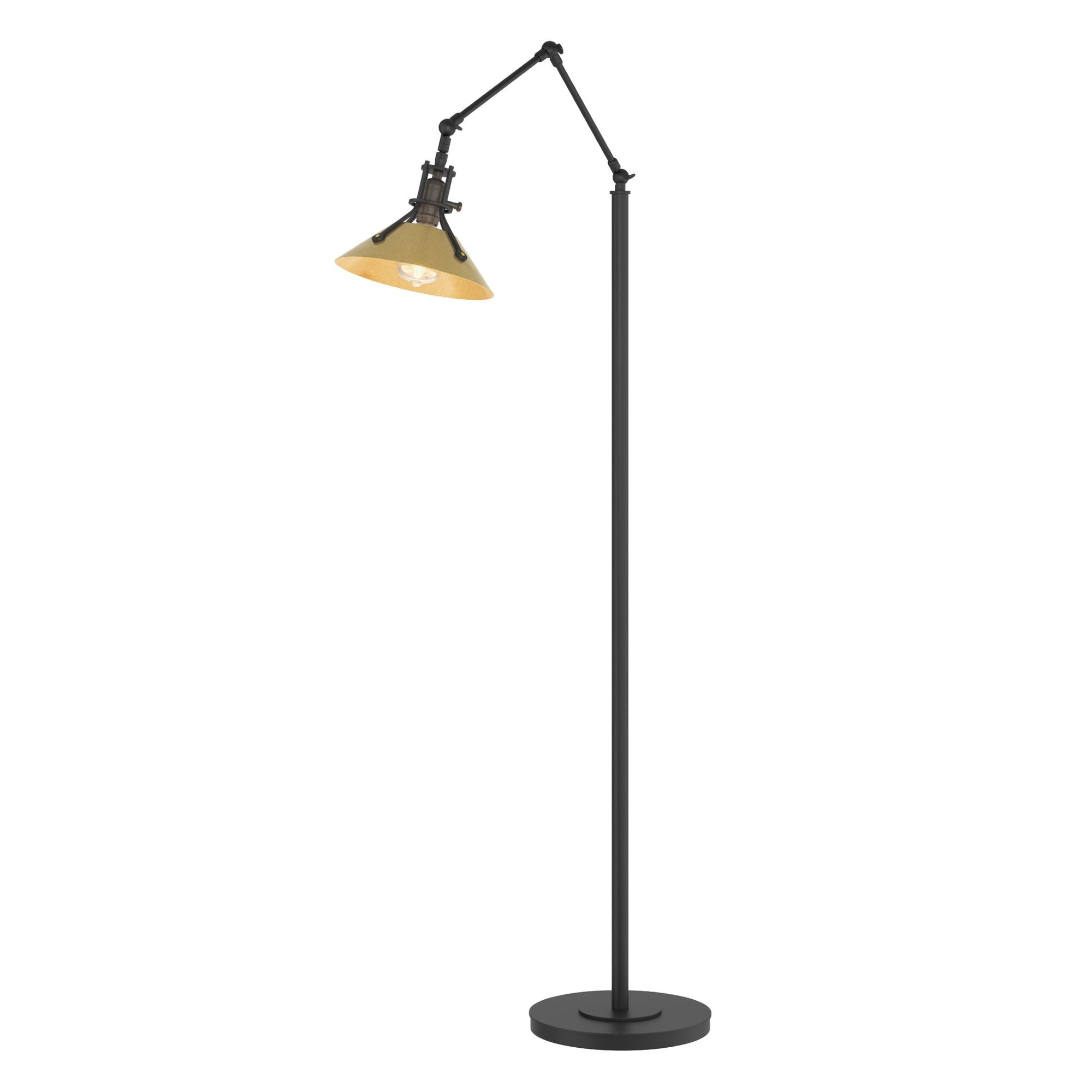 Henry Floor Lamp 1-Light Modern Brass Accent in Black - Dimmer on Socket