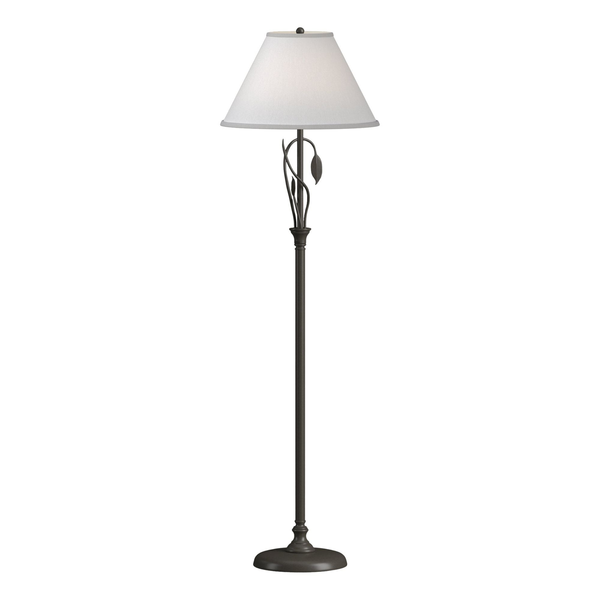 Forged Leaves and Vase Floor Lamp 1-Light Natural Anna Shade (SF) in Dark Smoke