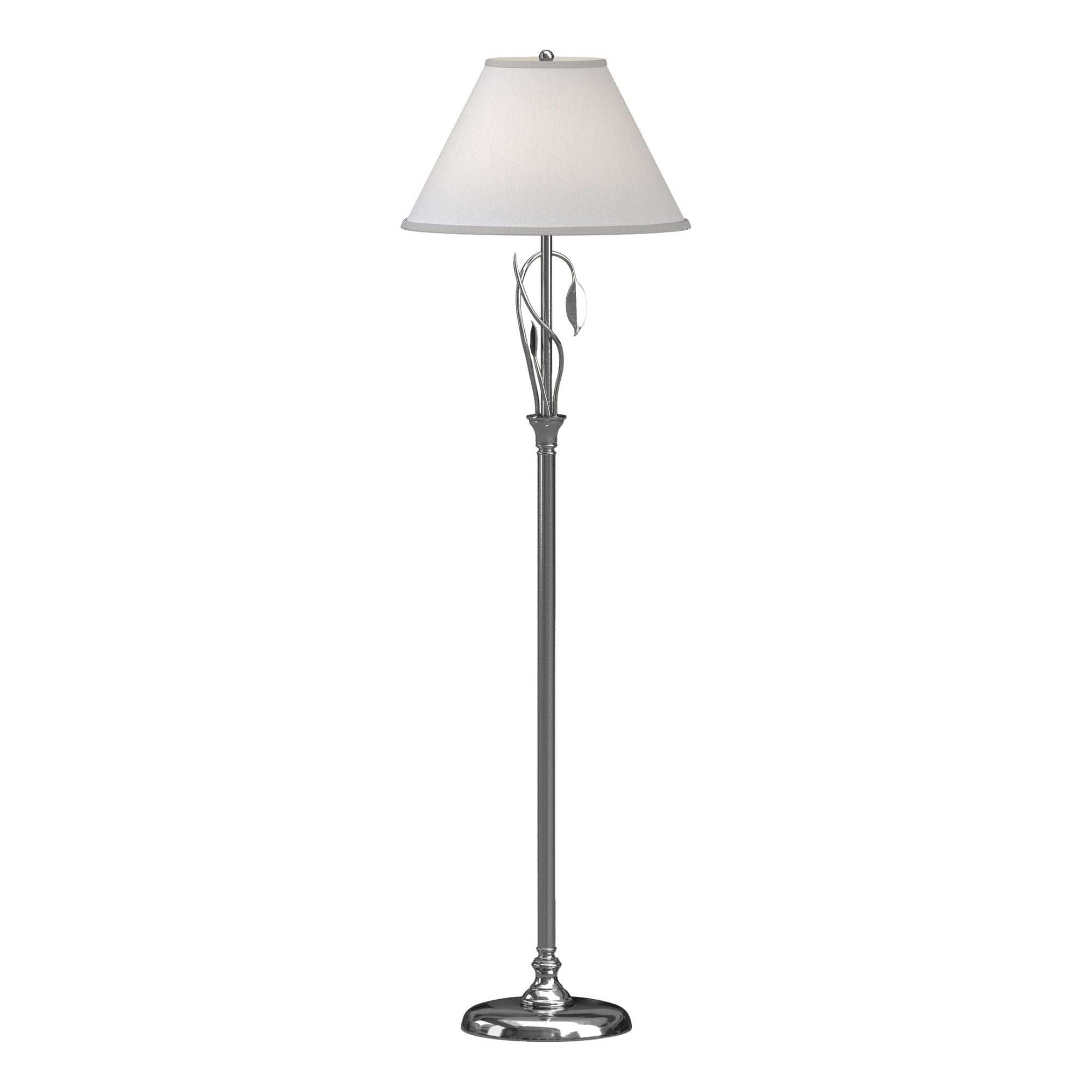 Forged Leaves and Vase Floor Lamp 1-Light Natural Anna Shade (SF) in Sterling