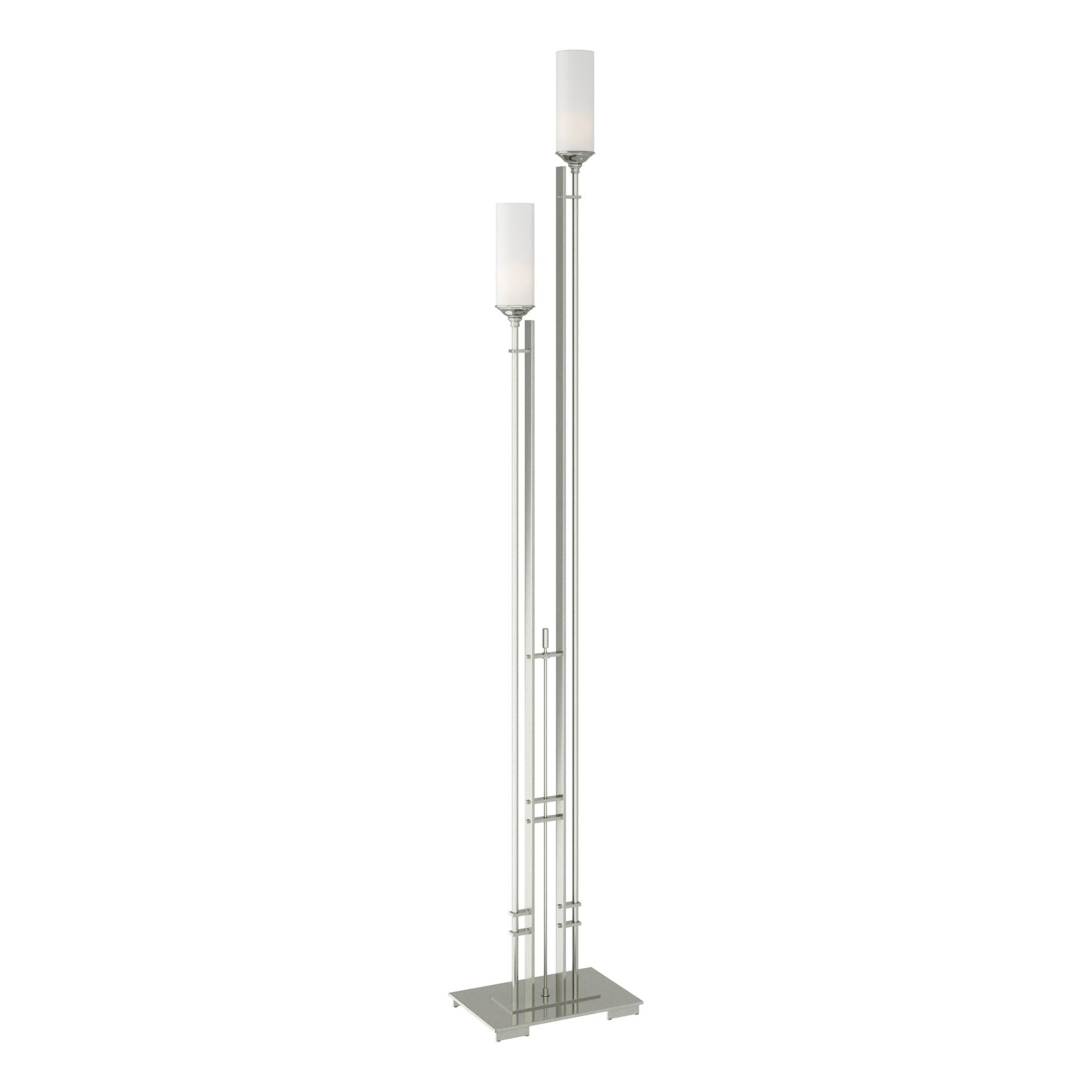 Metra Twin Tall Floor Lamp 2-Light Opal Glass (GG) in Sterling - Center Dimmer