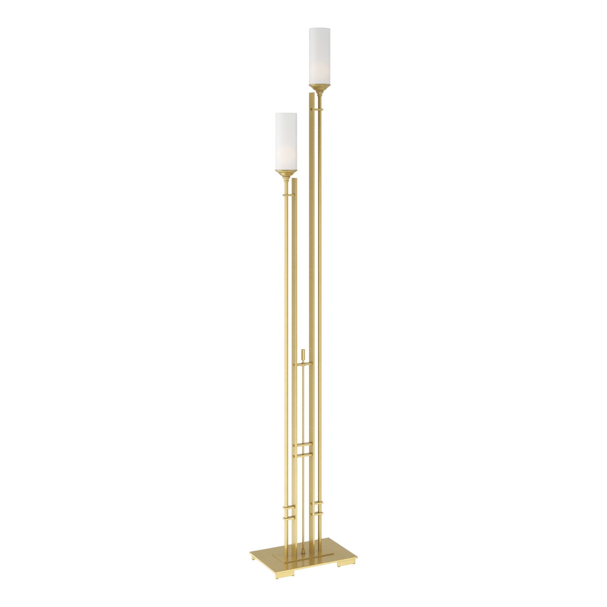 Metra Twin Tall Floor Lamp 2-Light Opal Glass (GG) in Modern Brass - Center Dimmer