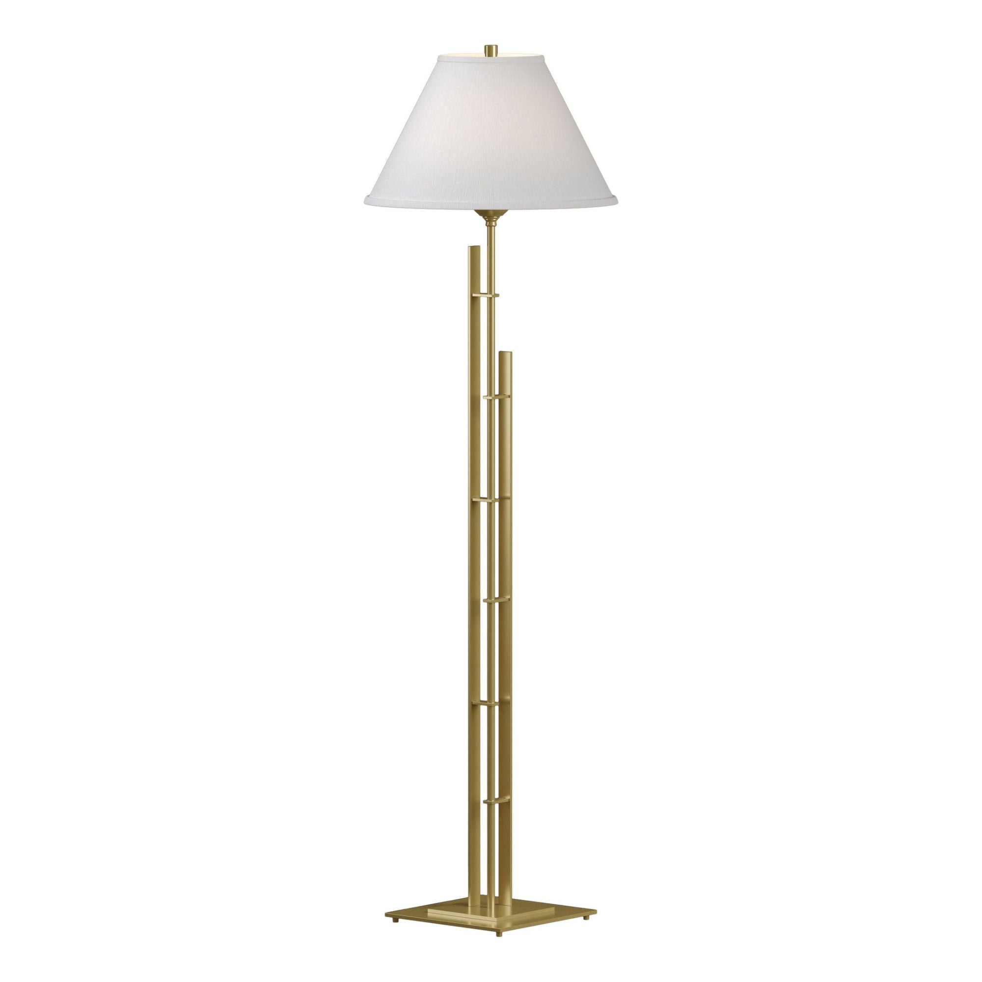 Metra Double Floor Lamp 1-Light Natural Anna Shade (SF) in Modern Brass
