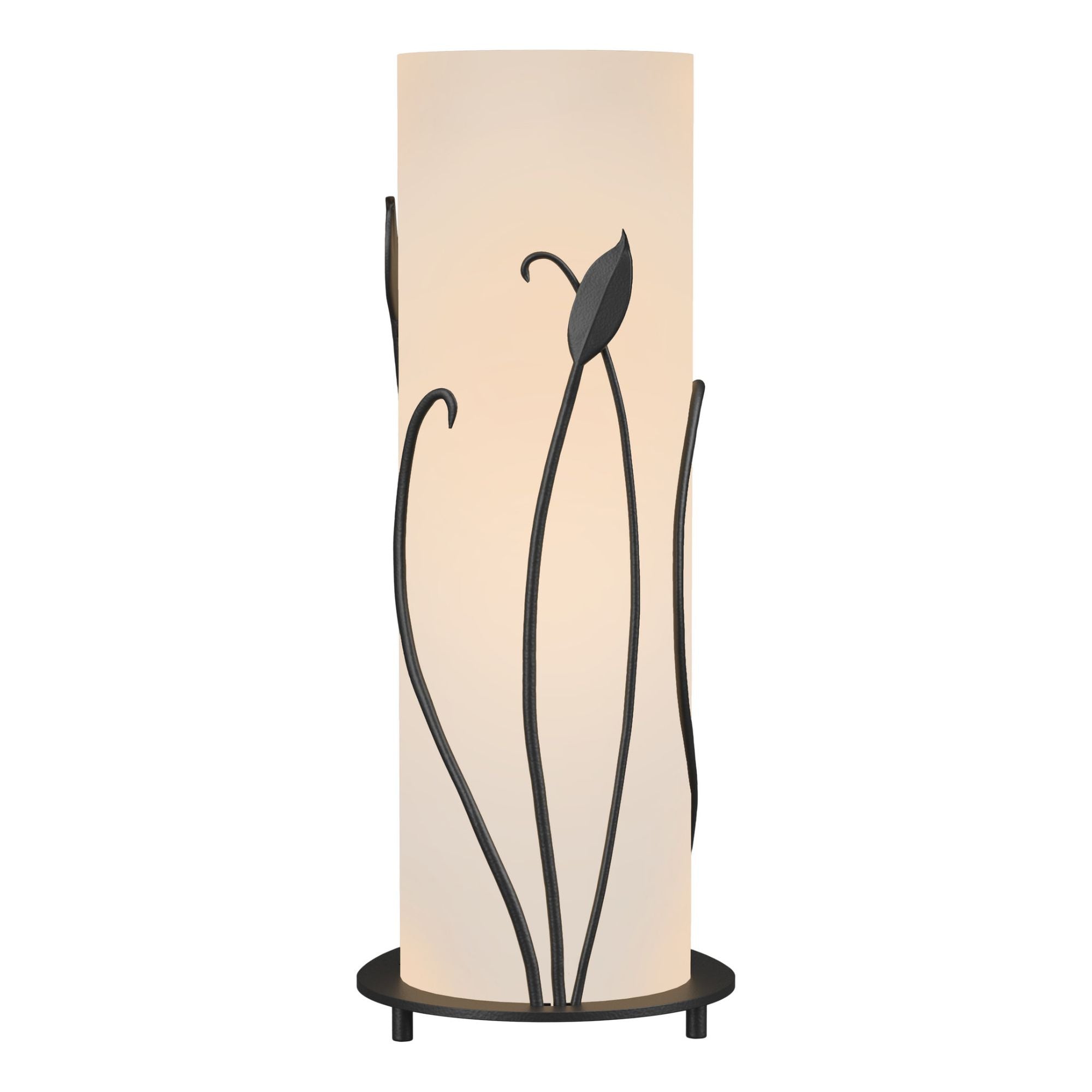 Forged Leaves Table Lamp 1-Light Opal Glass (GG) in Black - On Base