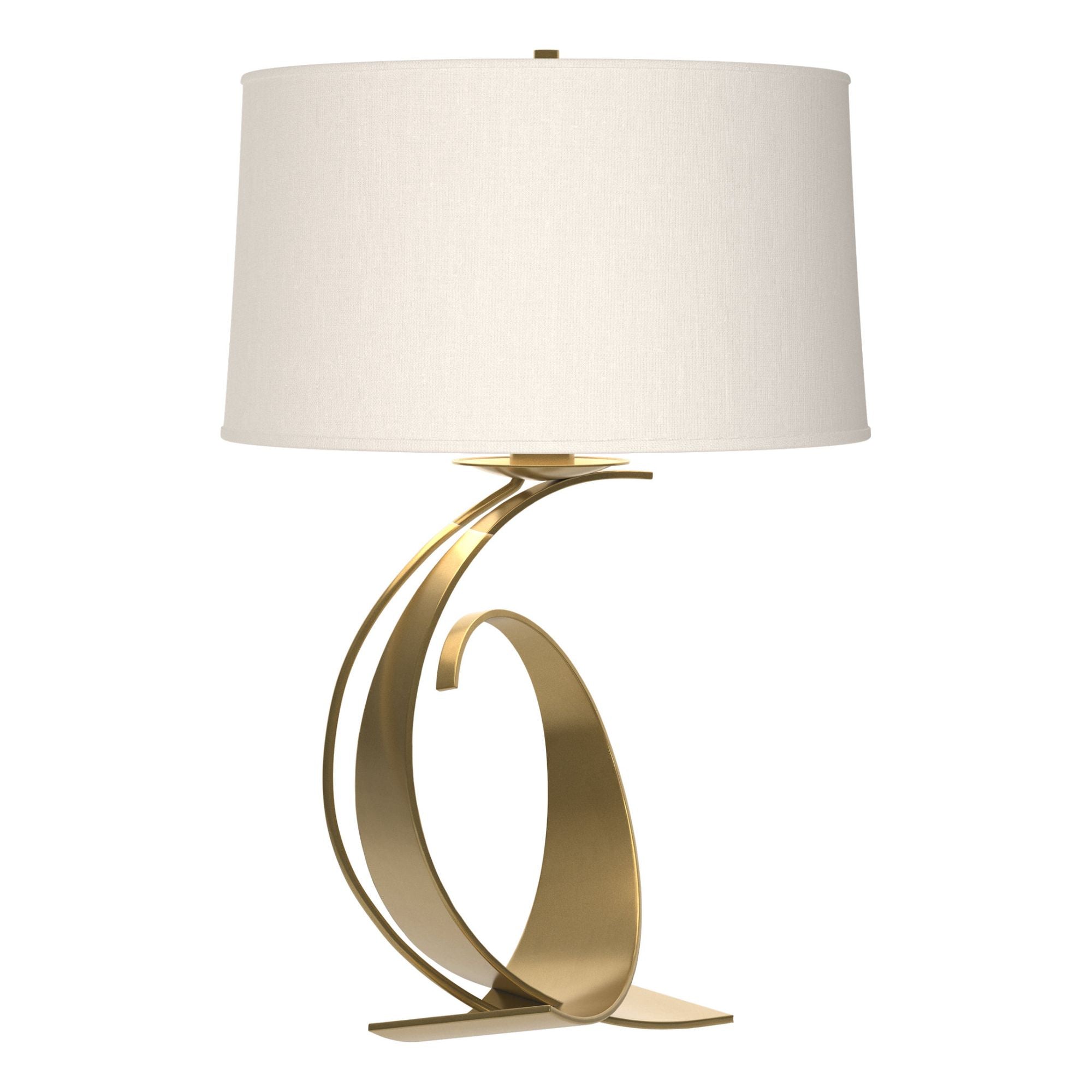 Fullered Impressions Large Table Lamp 1-Light Natural Anna Shade (SF) in Modern Brass