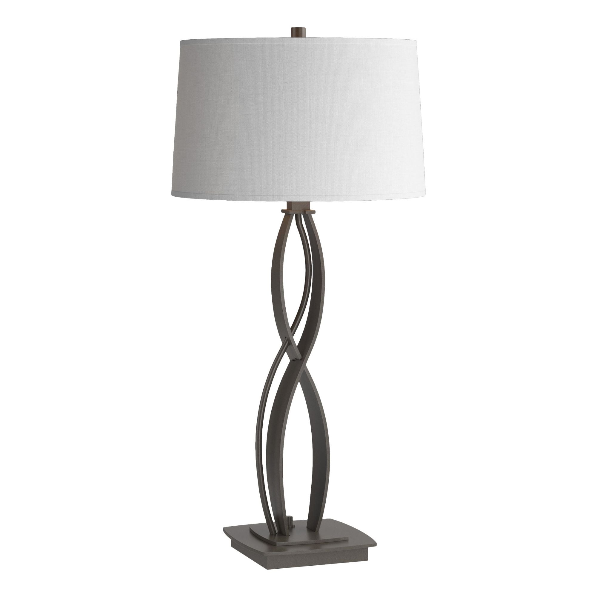 Almost Infinity Table Lamp 1-Light Natural Anna Shade (SF) in Dark Smoke - Dimmer on Base
