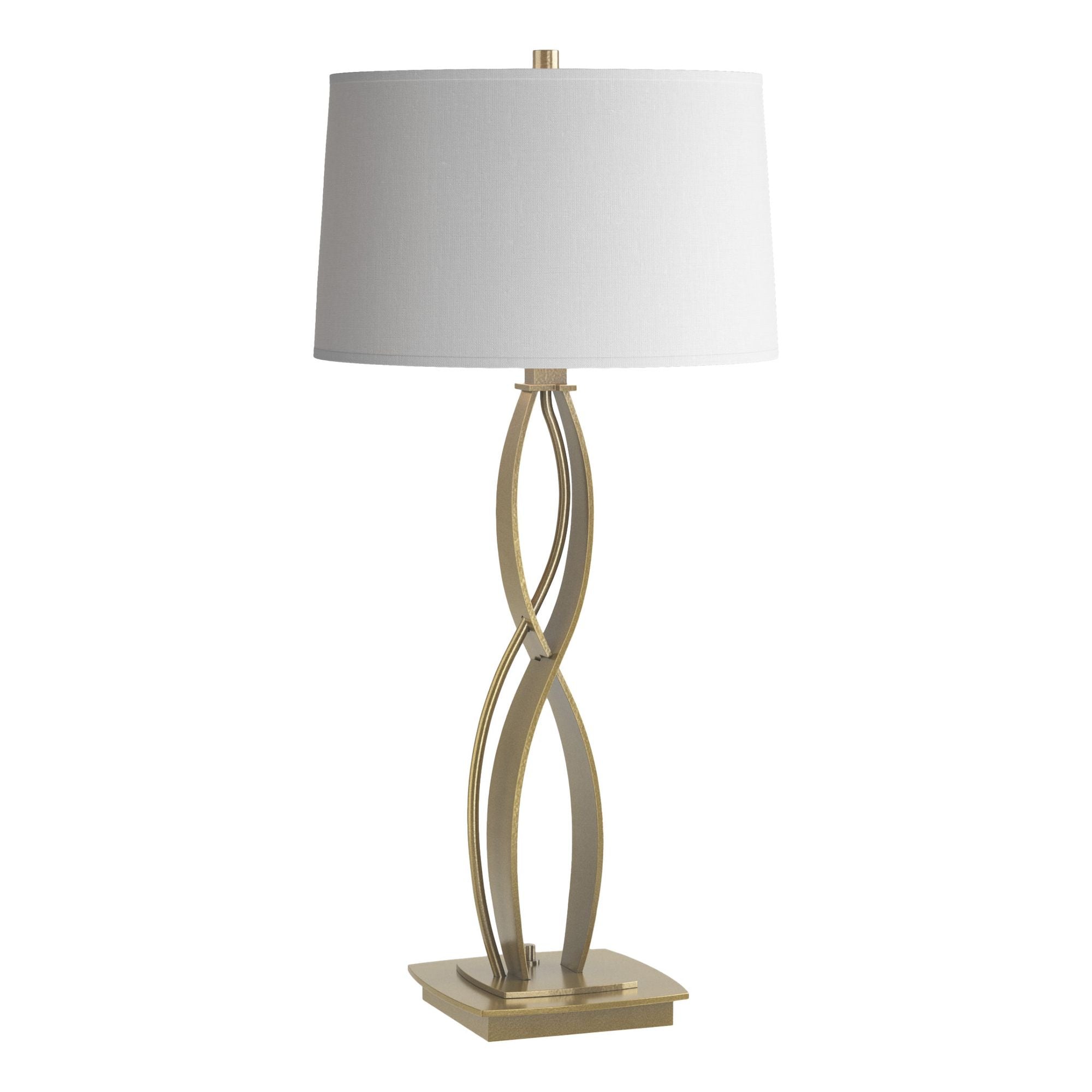 Almost Infinity Table Lamp 1-Light Natural Anna Shade (SF) in Modern Brass - Dimmer on Base