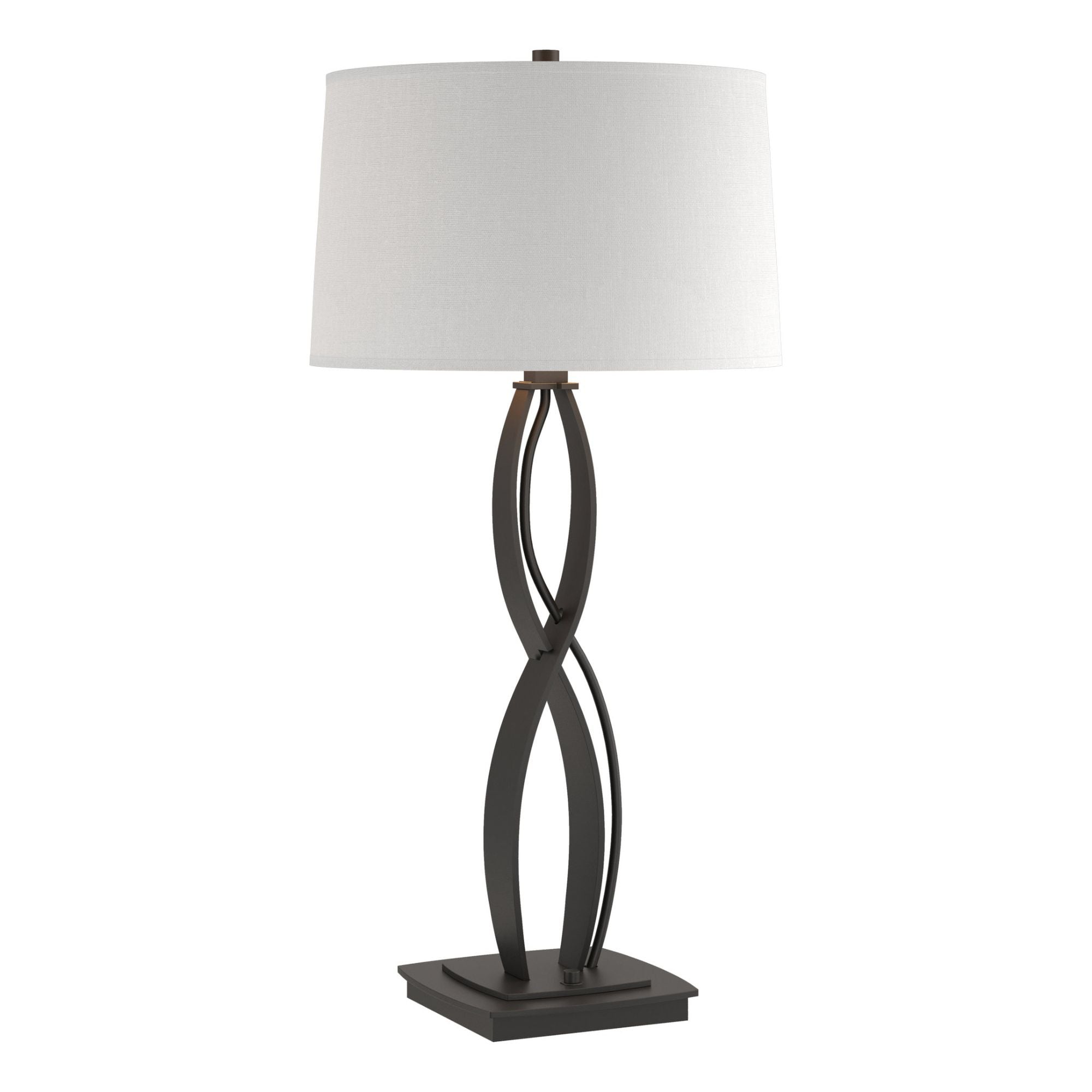 Almost Infinity Tall Table Lamp 1-Light Natural Anna Shade (SF) in Black - Dimmer on Base